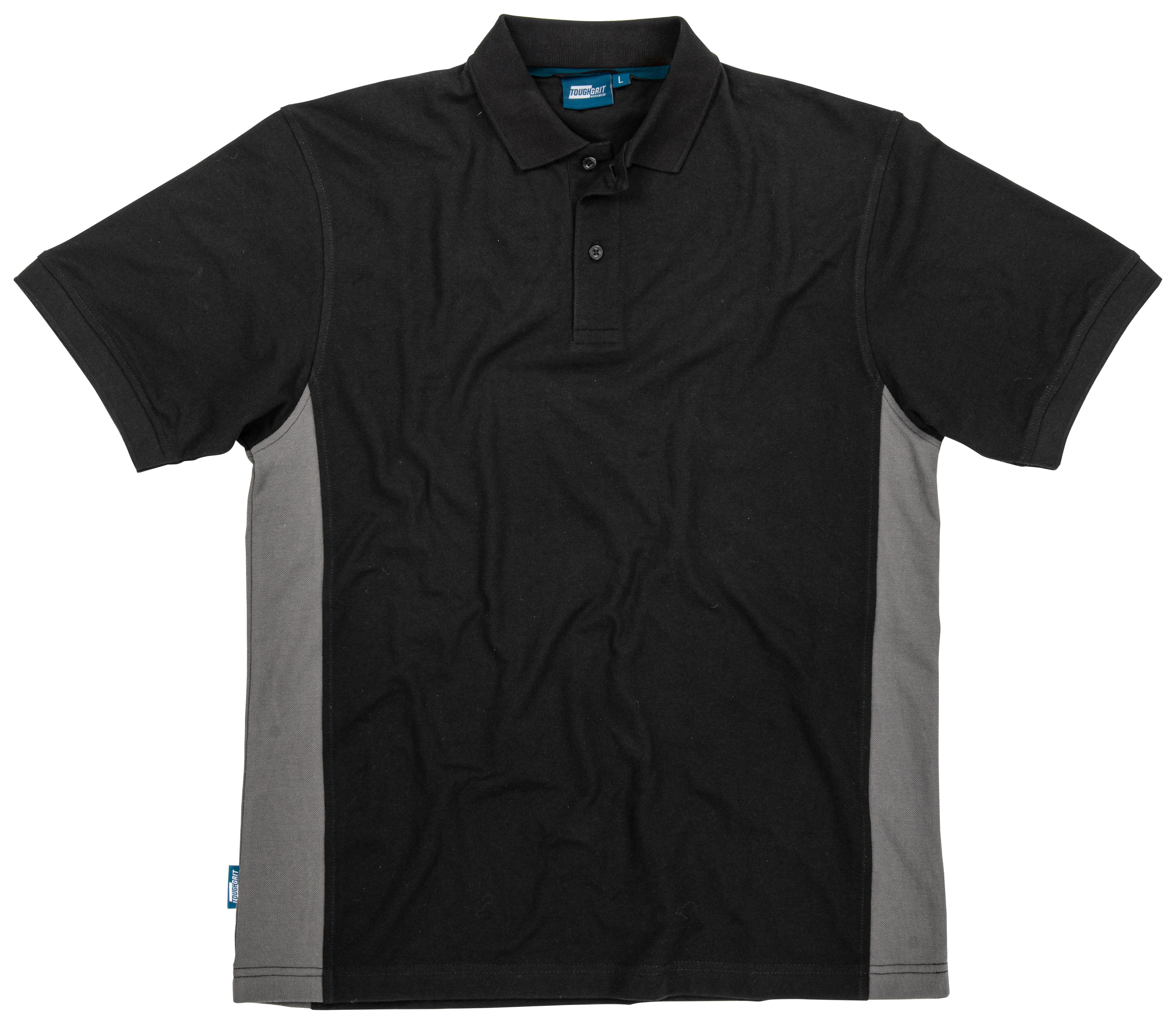 Image of Tough Grit Polo Shirt, in Black and Grey Breathable, Cotton, Size: M