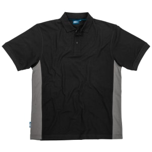 Image of Tough Grit Polo Shirt, in Black and Grey Breathable, Cotton, Size: M