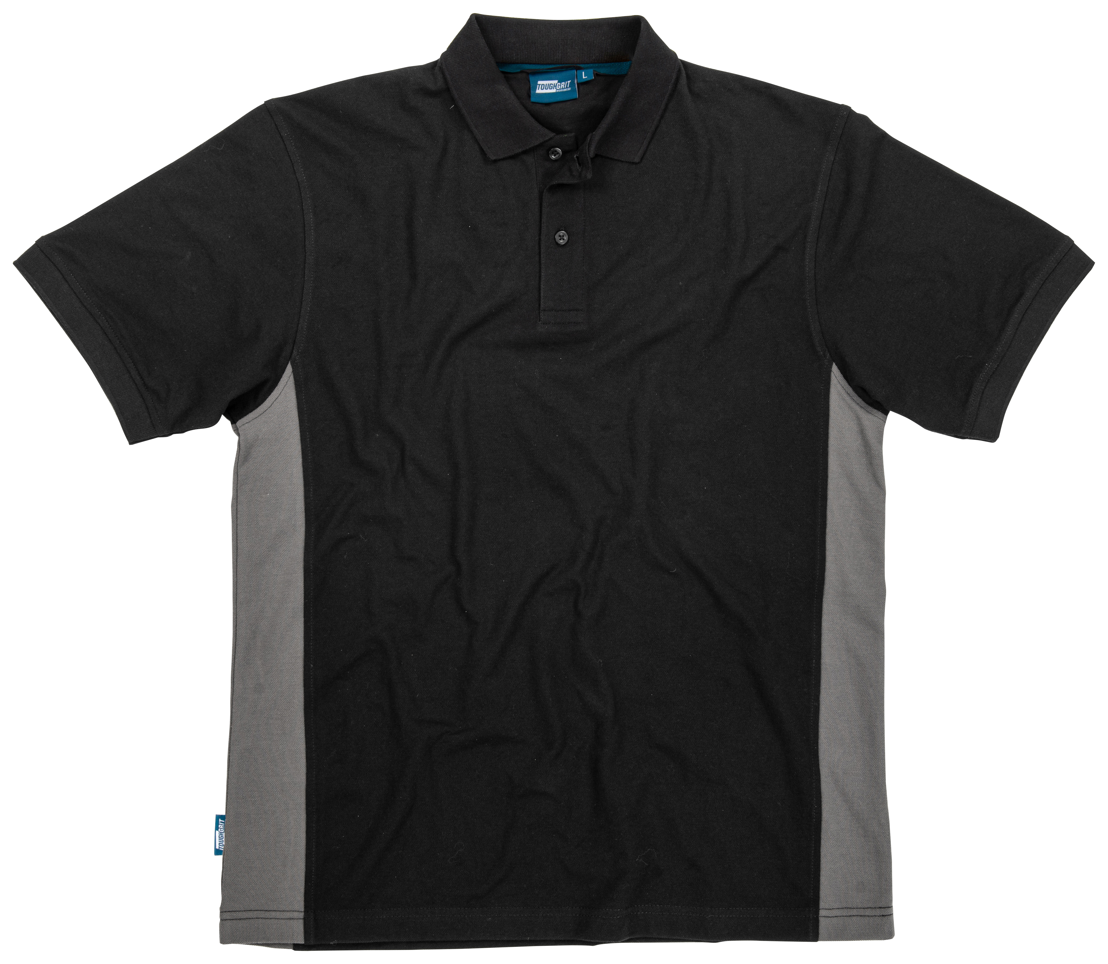 Tough Grit Polo Shirt, in Black and Grey Breathable, Cotton, Size: XL