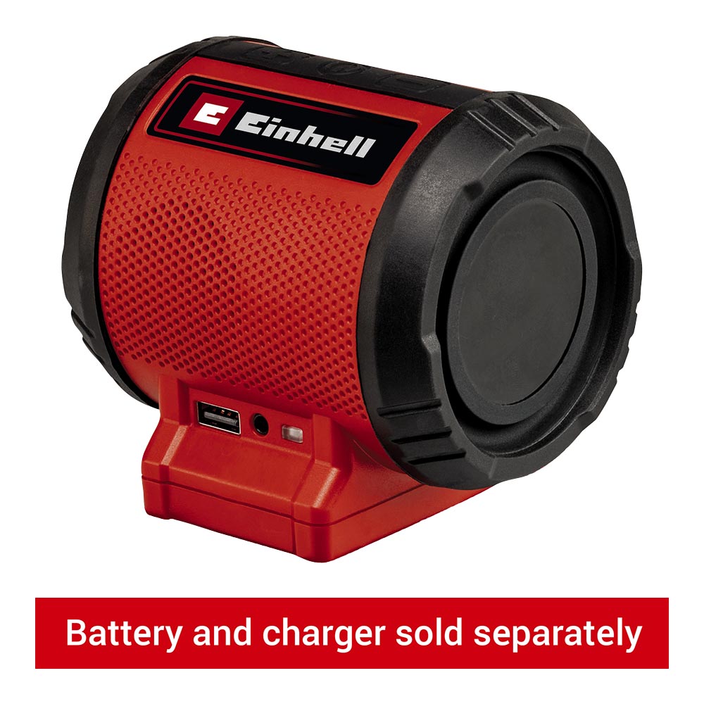 Image of Einhell Power X-Change TC-SR 18 Bare Li BT Solo Cordless Bluetooth Speaker, in Red and Black