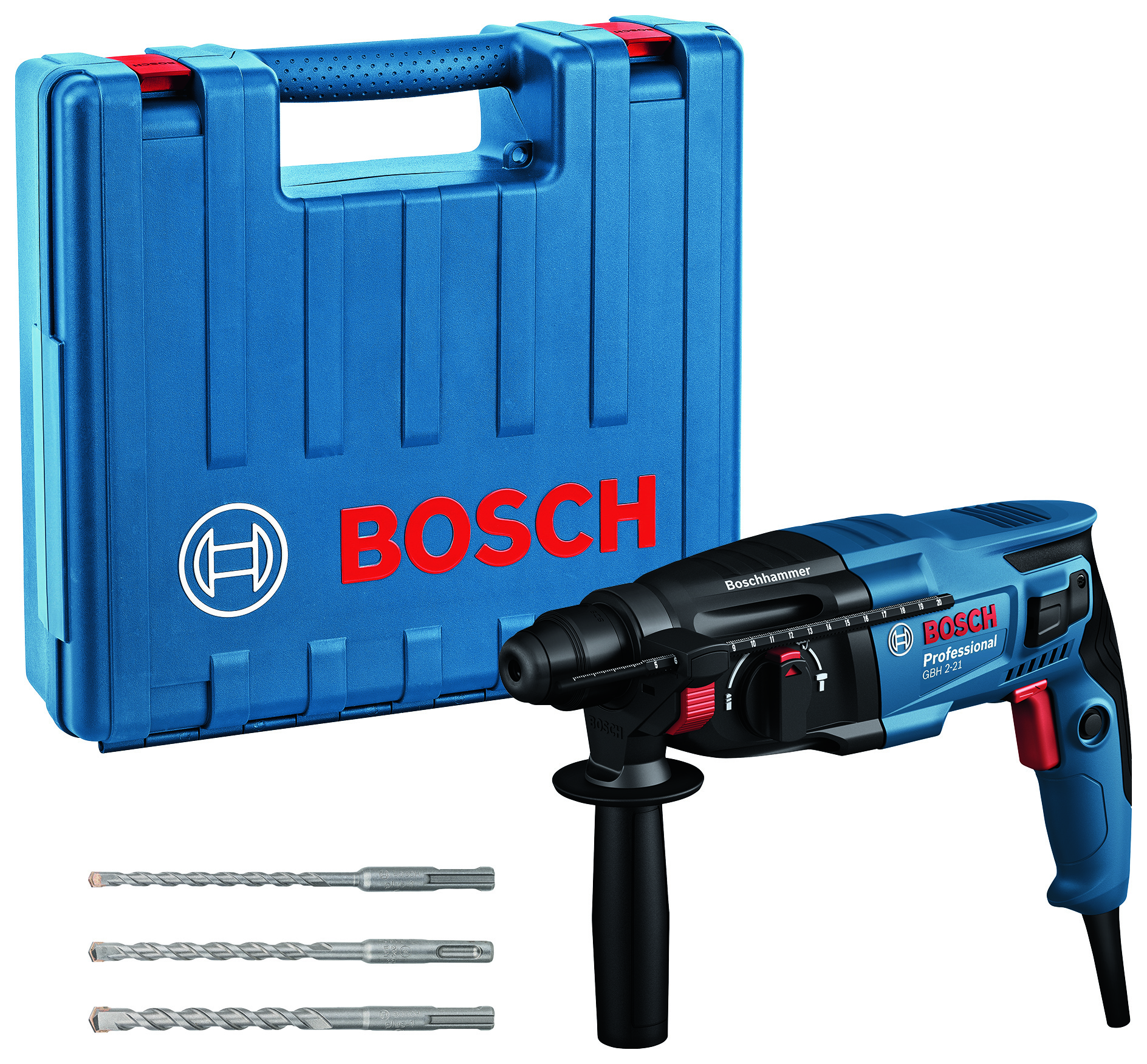 Bosch Professional GBH 2-21 SDS-Plus Corded Drill with 3 Piece Accessory Kit & Case - 720W