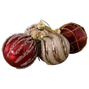 Charles Bentley Traditional Style Glass Baubles - Pack of 12