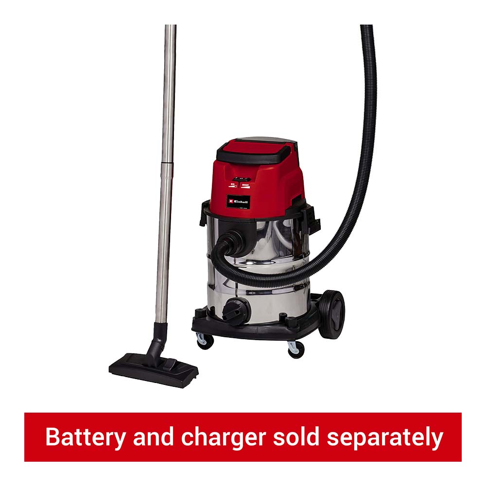 Image of Einhell Power X-Change TE-VC 36/25 Li S-Solo, 36V 25L Cordless Stainless Steel Wet & Dry Vac - Bare