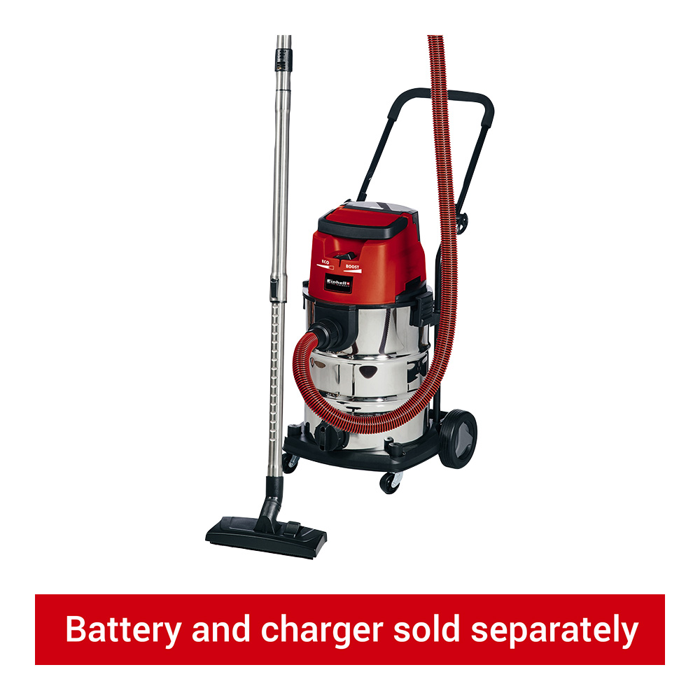 Image of Einhell Power X-Change TE-VC 36/30 Li S-Solo 36V 30L Cordless Stainless Steel Wet & Dry Vac - Bare