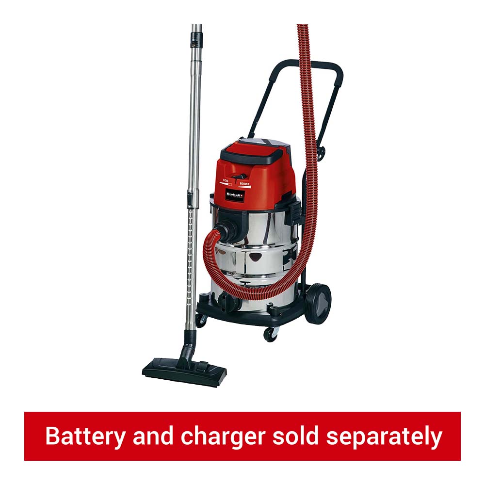 Einhell Power X-Change 36V Cordless Stainless Steel Wet and Dry Vacuum Cleaner 30L - Bare