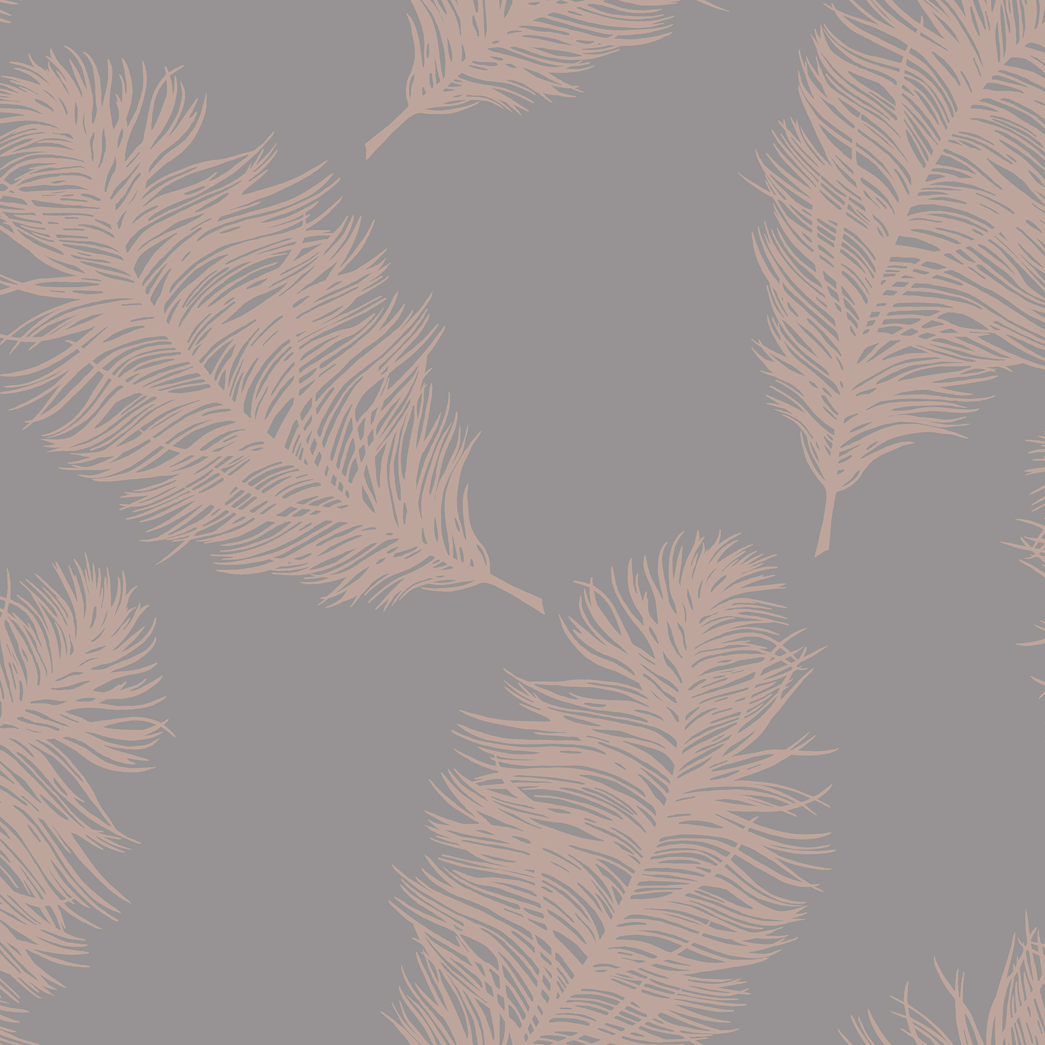 Image of Holden Decor Fawning Feather Grey & Rose Gold Wallpaper - 10.05m x 53cm