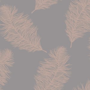 Holden Decor Fawning Feather Grey & Rose Gold Wallpaper - 10.05m x 53cm