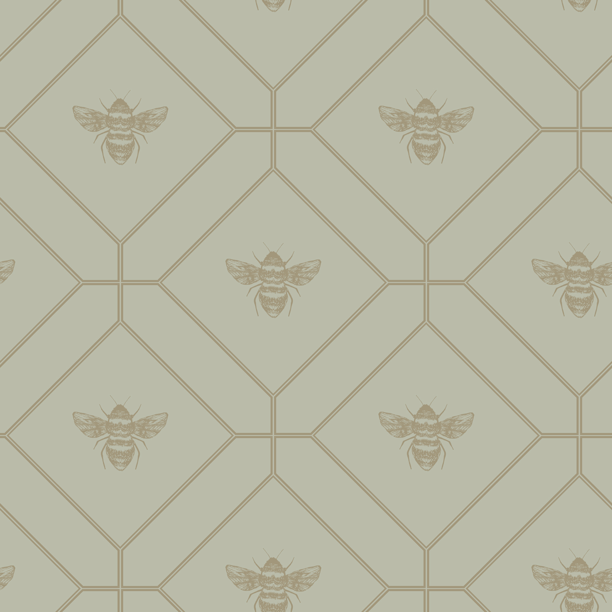 Holden Decor Honeycomb Bee Green Wallpaper - 10.05m x 53cm