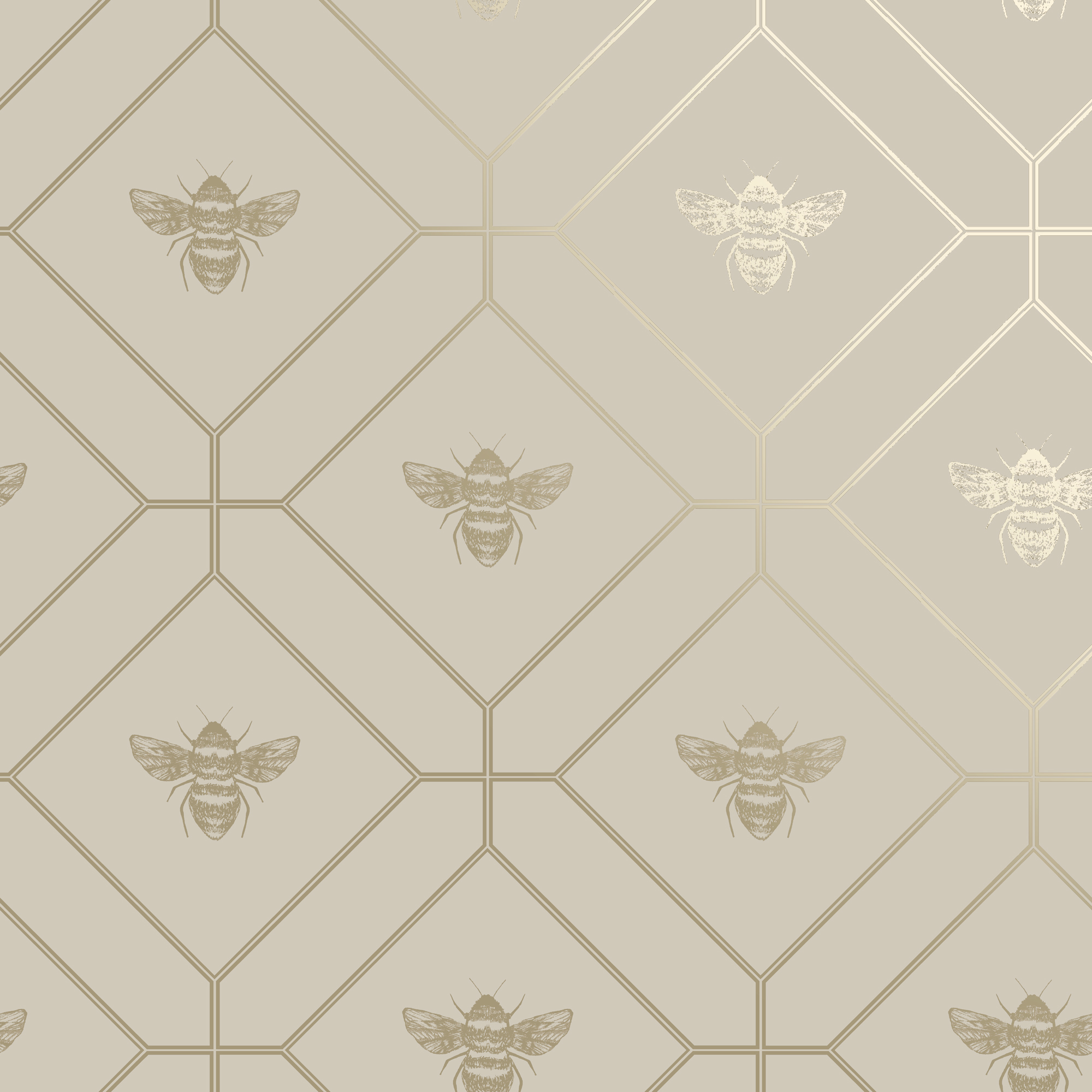 Image of Holden Decor Honeycomb Bee Taupe Wallpaper - 10.05m x 53cm
