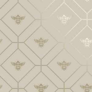 Holden Decor Honeycomb Bee Taupe Wallpaper - 10.05m x 53cm