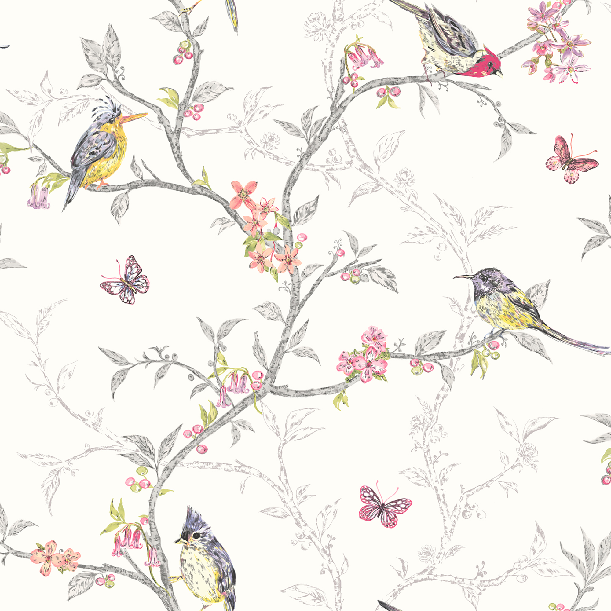 Holden Decor Phoebe White Wallpaper - 10.05m x 53cm