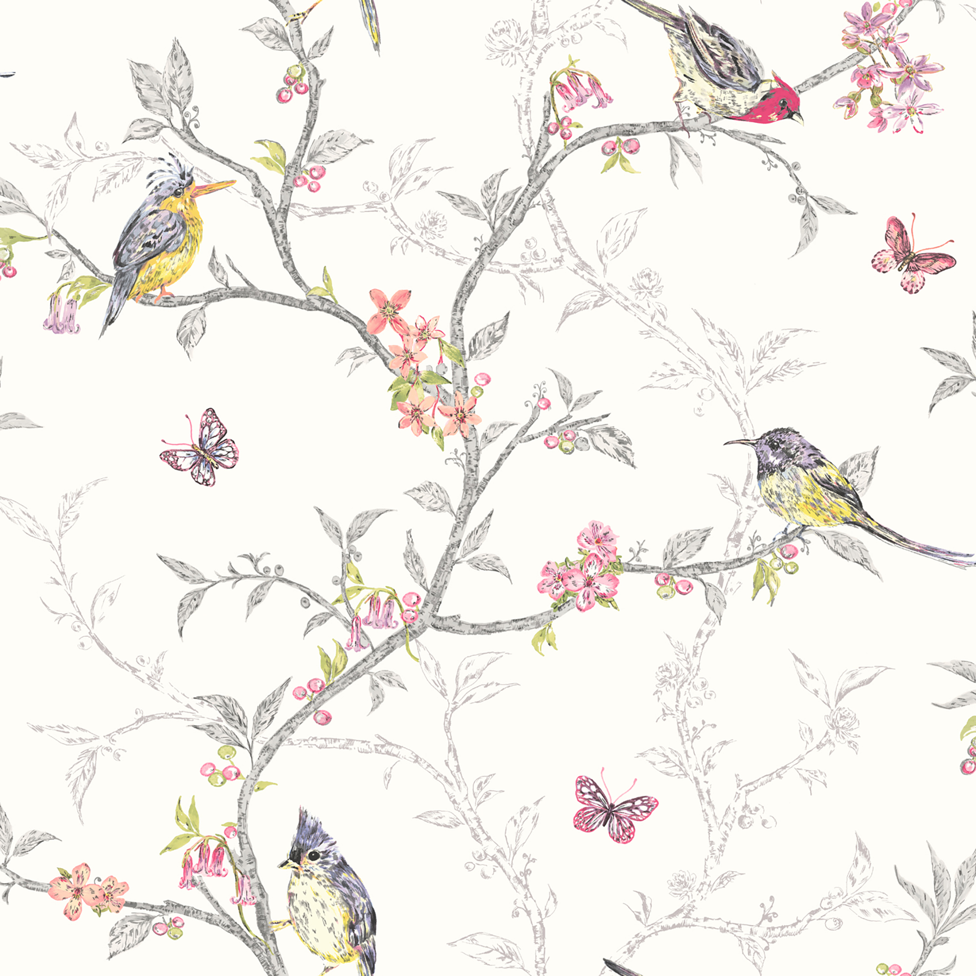 Holden Decor Phoebe White Wallpaper - 10.05m x 53cm