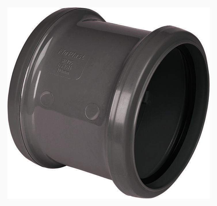 FloPlast 110mm Anthracite Grey Double Socket Coupling