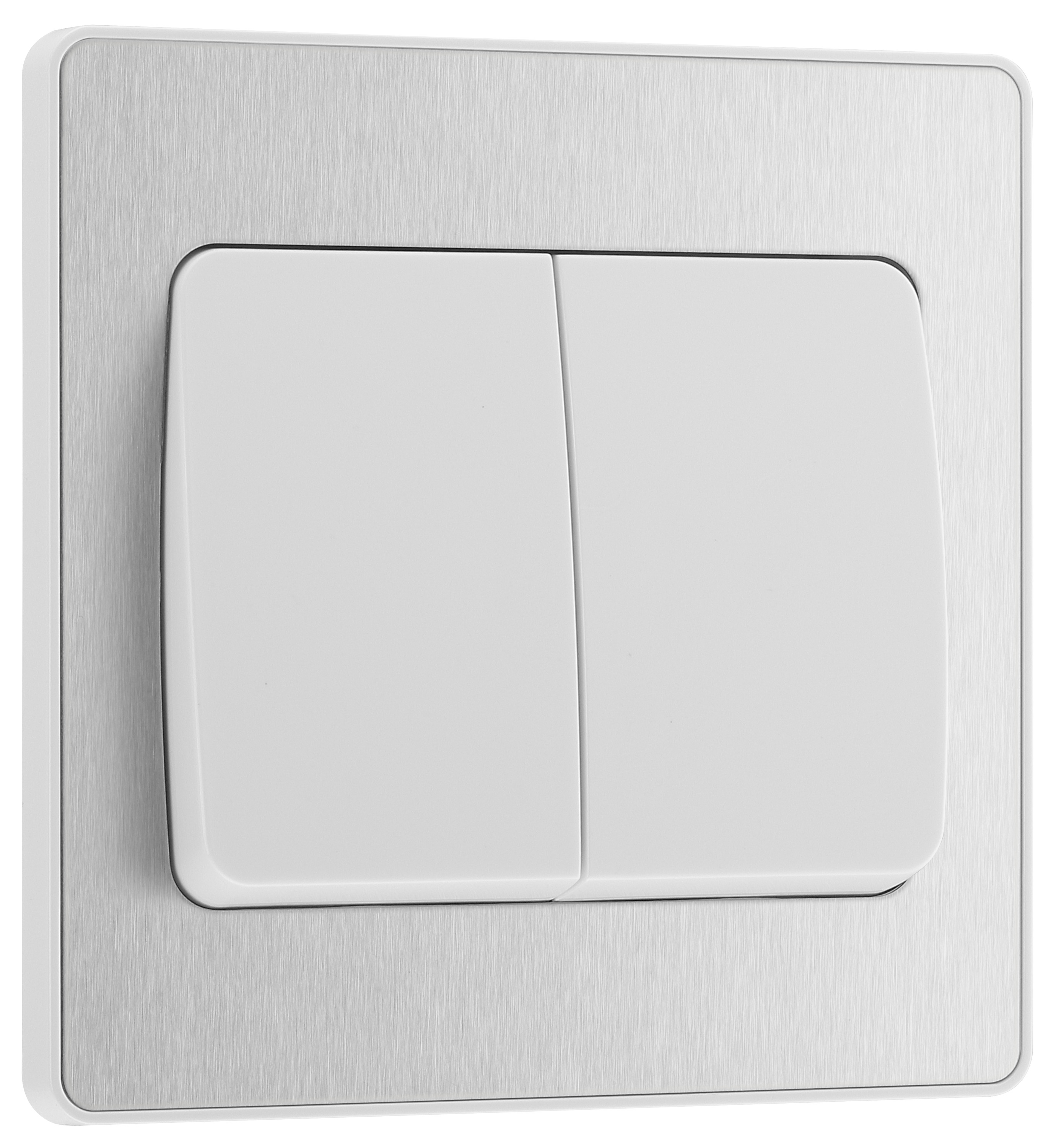 Image of BG Evolve Brushed Steel 20A 16Ax Wide Rocker Double Light Switch - 2 Way