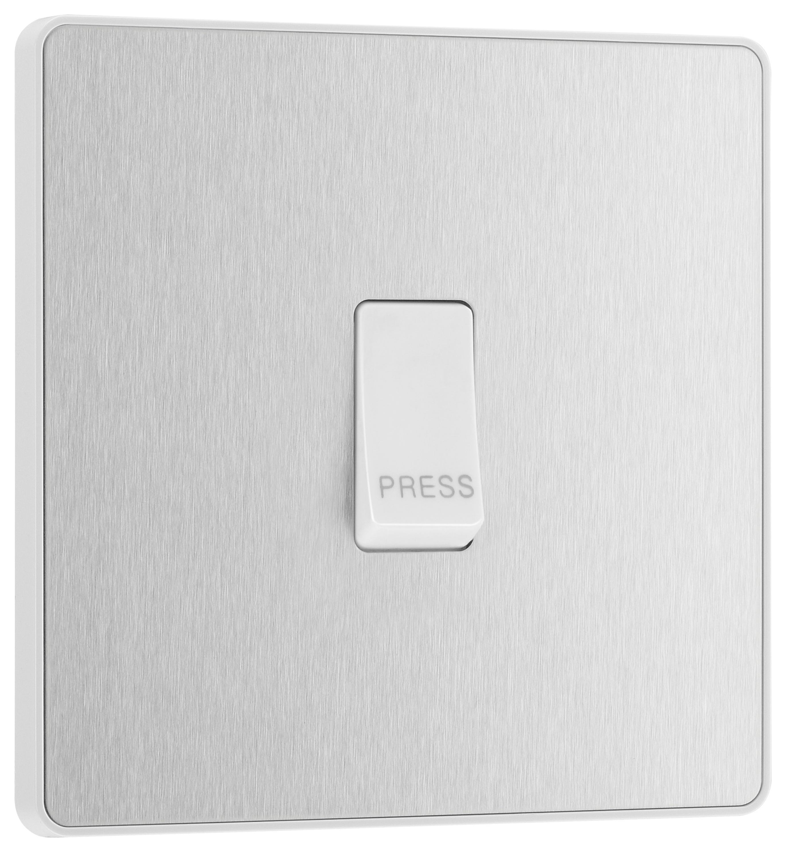 BG Evolve 10A Single Press Switch - Brushed Steel