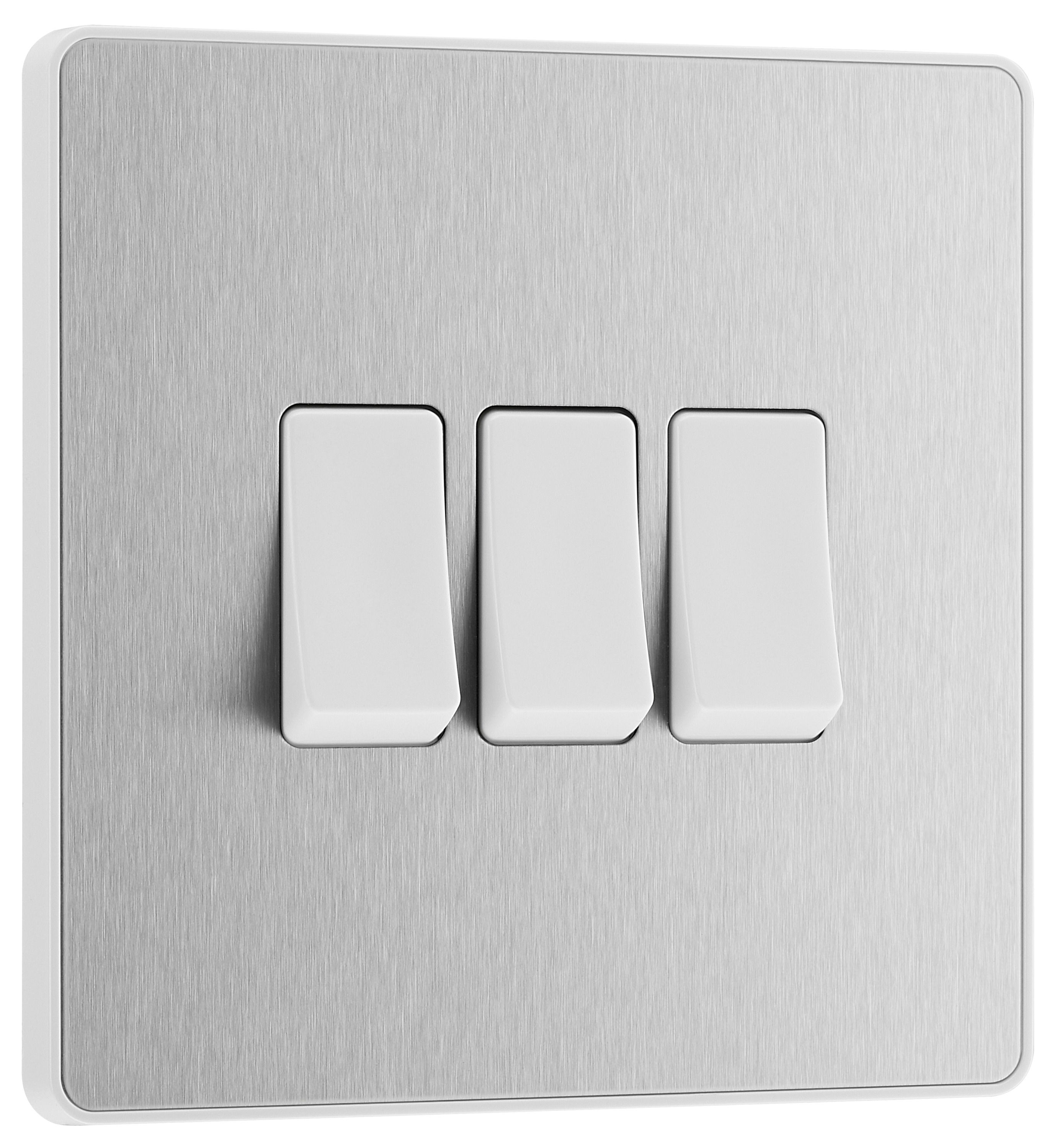 Image of BG Evolve Brushed Steel 20A 16Ax Triple Light Switch - 2 Way