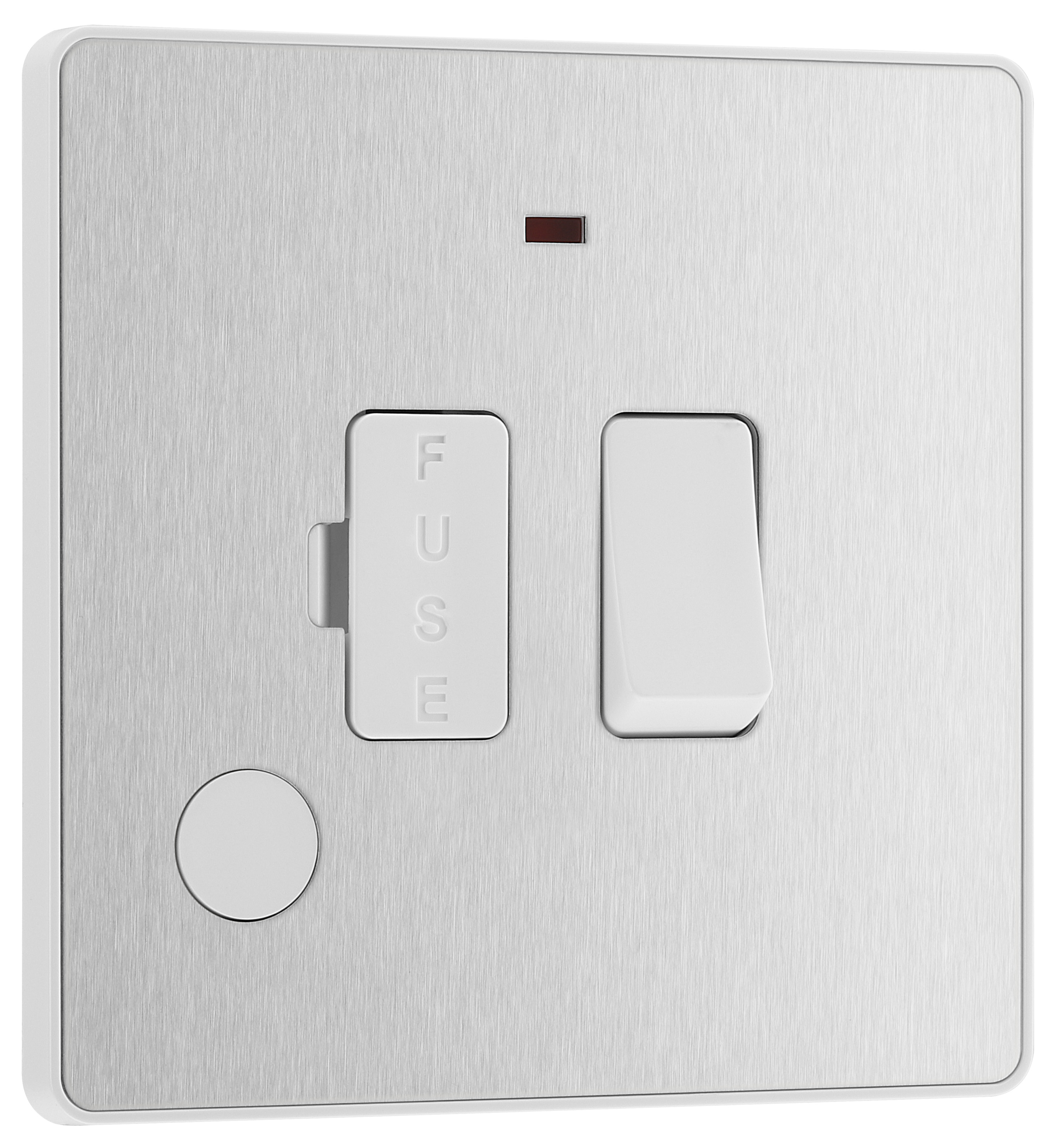 Image of BG Evolve Brushed Steel 13A Switched Fused Connection Unit with Power Led Indicator & Flex Outlet