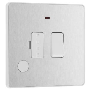 BG Evolve Brushed Steel 13A Switched Fused Connection Unit with Power Led Indicator & Flex Outlet