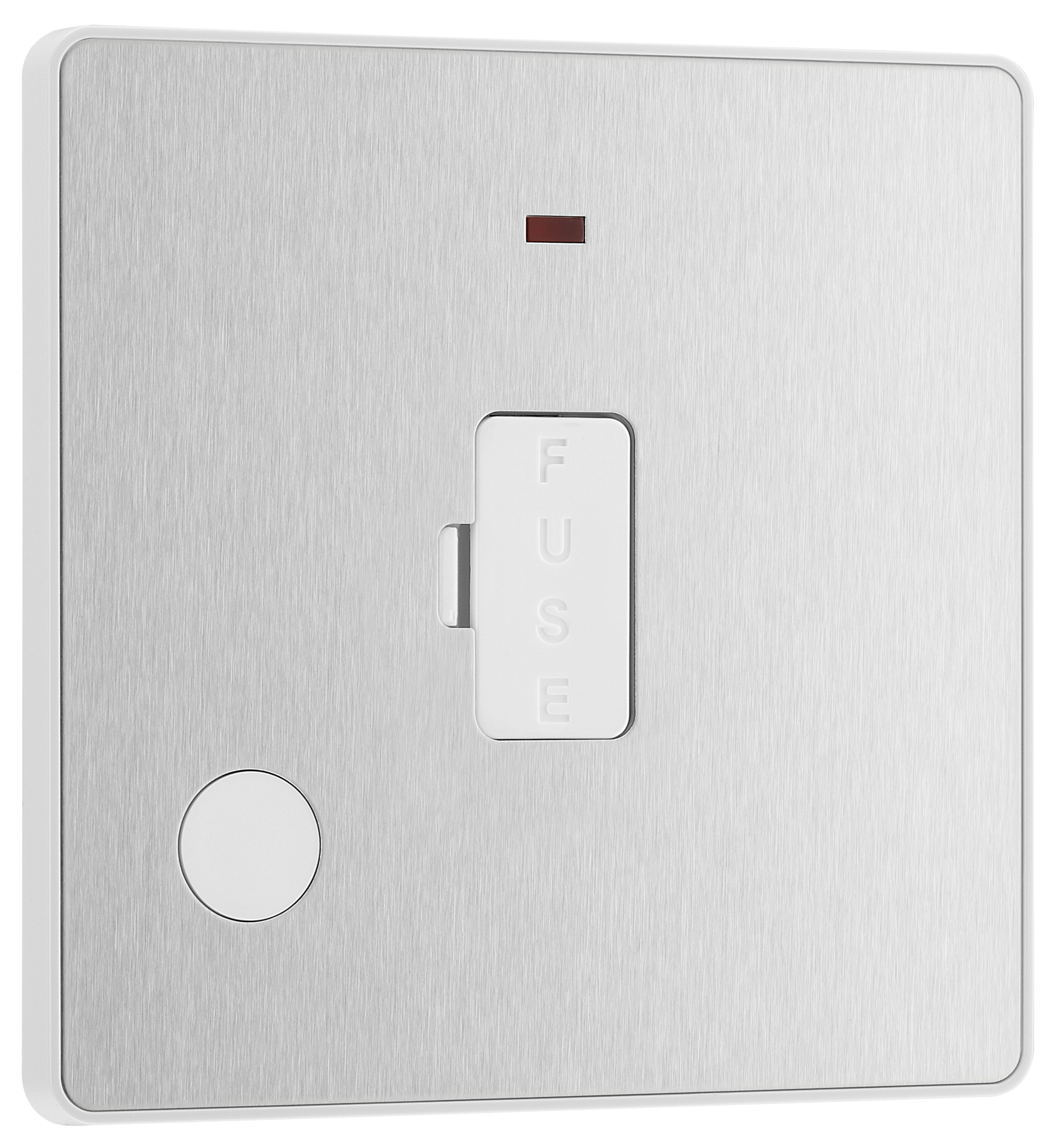 Image of BG Evolve Brushed Steel 13A Unswitched Fused Connection Unit with Power Led Indicator & Flex Outlet