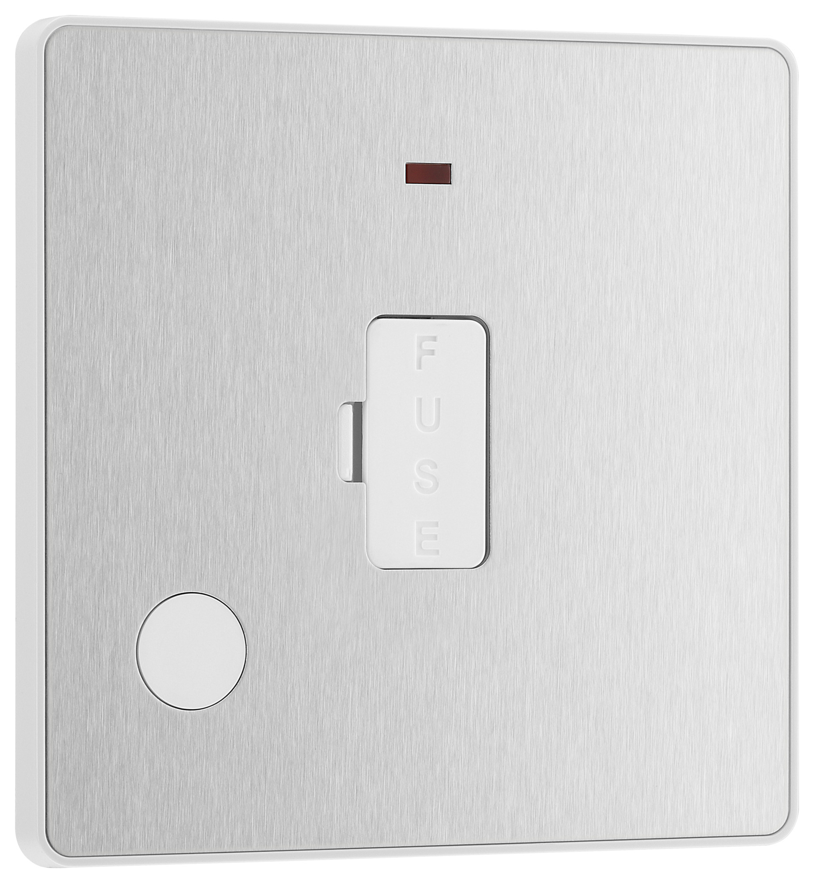 Image of BG Evolve Brushed Steel 13A Unswitched Fused Connection Unit with Power Led Indicator & Flex Outlet