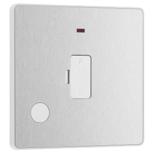 BG Evolve Brushed Steel 13A Unswitched Fused Connection Unit with Power Led Indicator & Flex Outlet