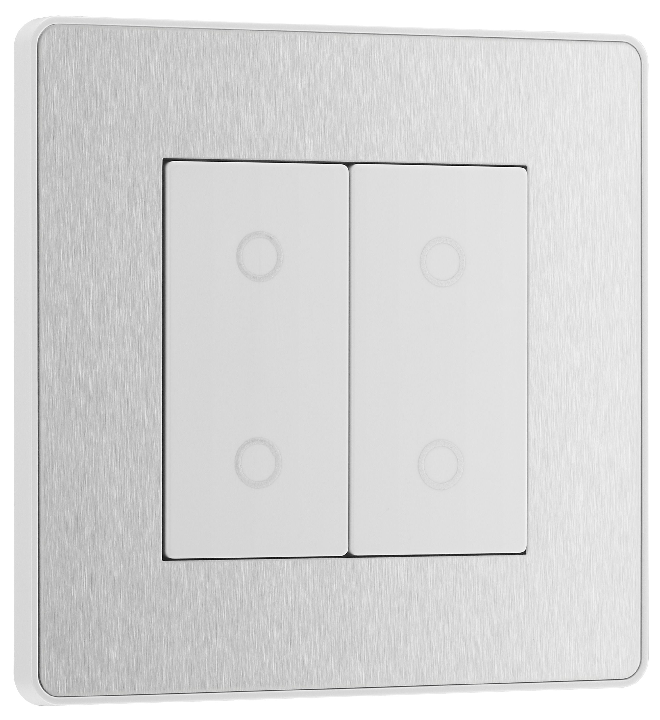 BG Evolve 2 Way Master Double Touch 200W Dimmer Switch - Brushed Steel