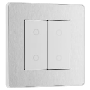 BG Evolve Brushed Steel 2 Way Master Double Touch Dimmer Switch - 200W