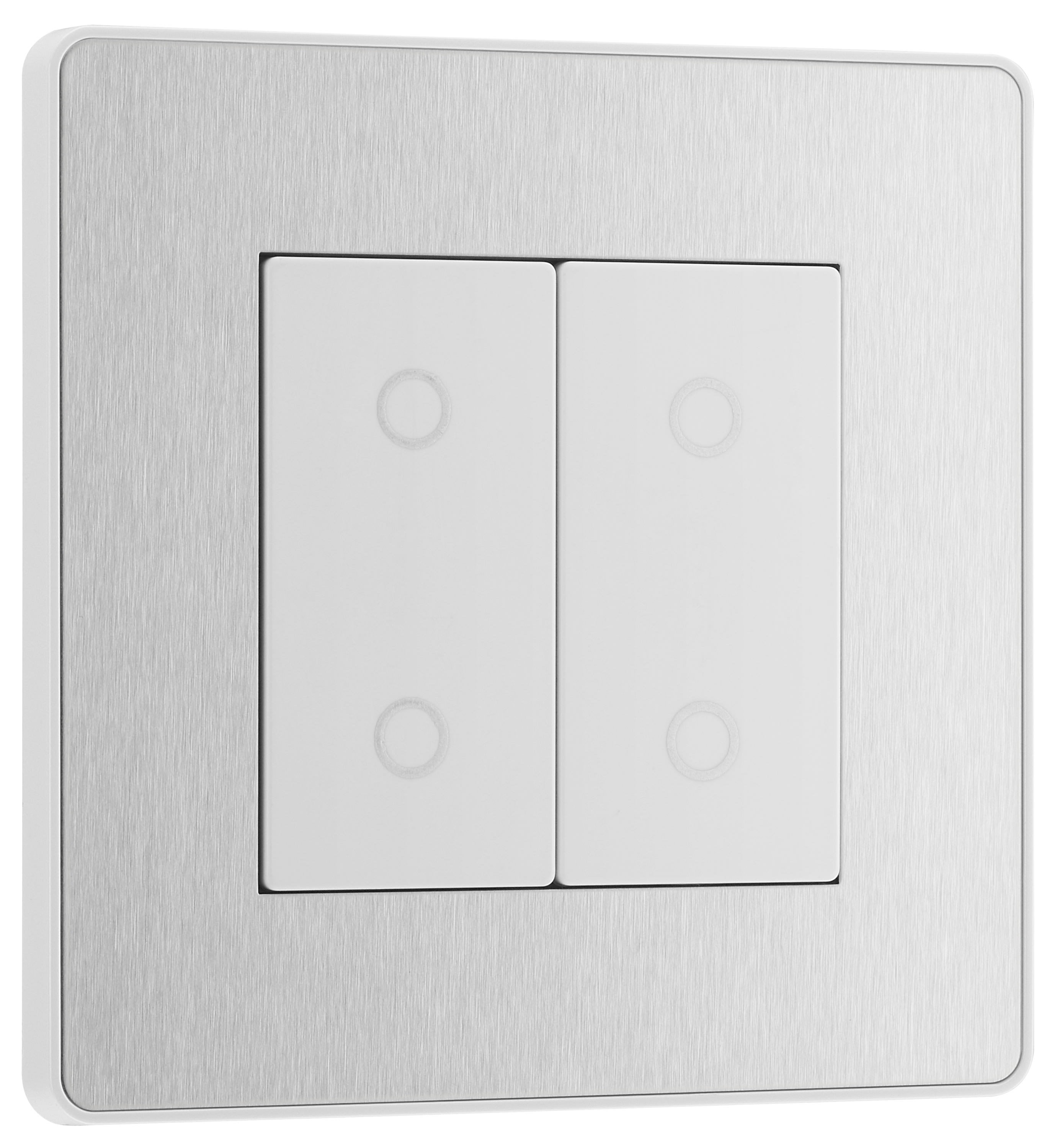 Bg Evolve Brushed Steel 2 Way Master Double Touch Dimmer Switch 200w