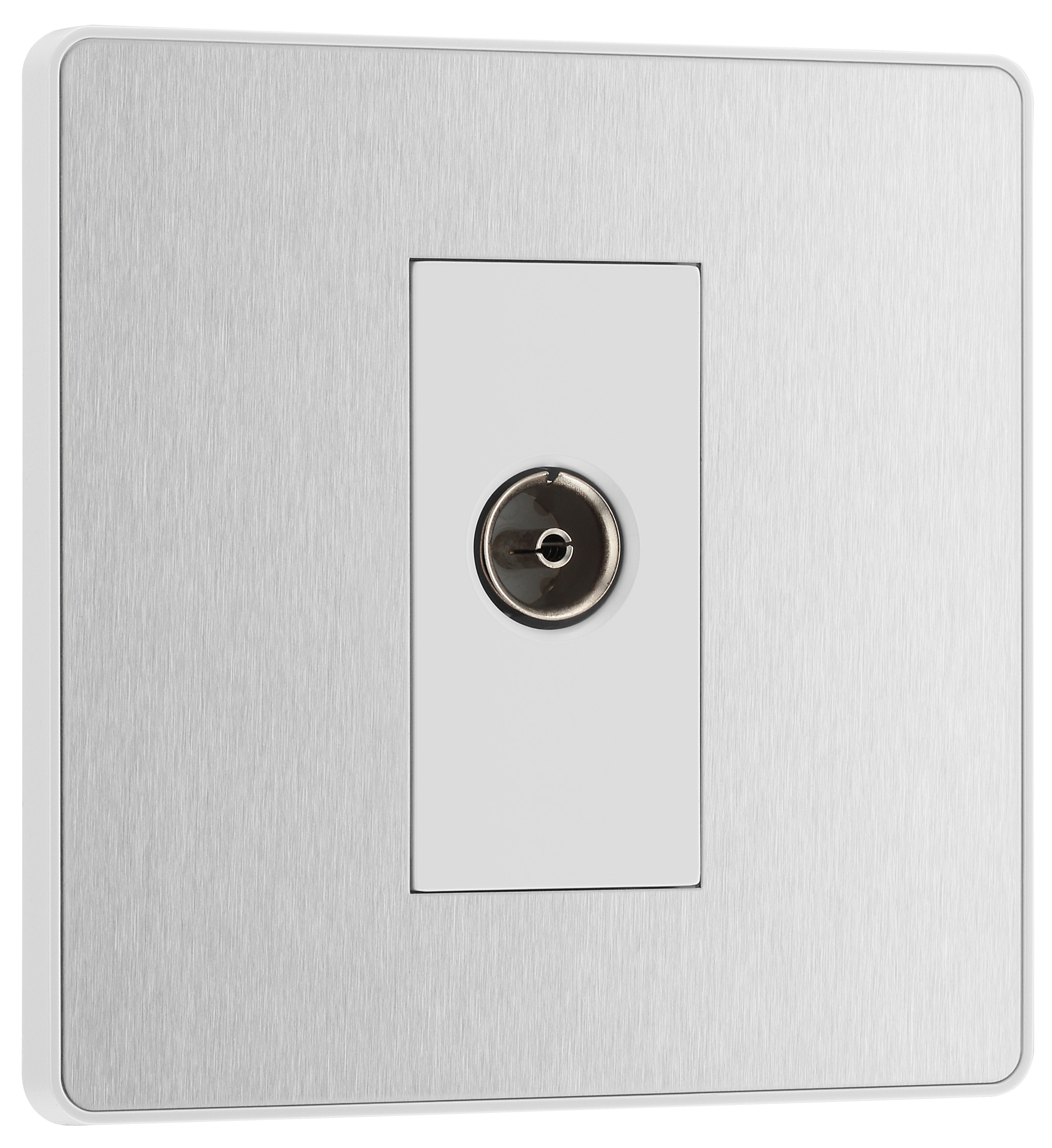 Image of BG Evolve Brushed Steel Single Socket for Tv or Fm Co-Axial Aerial Connection