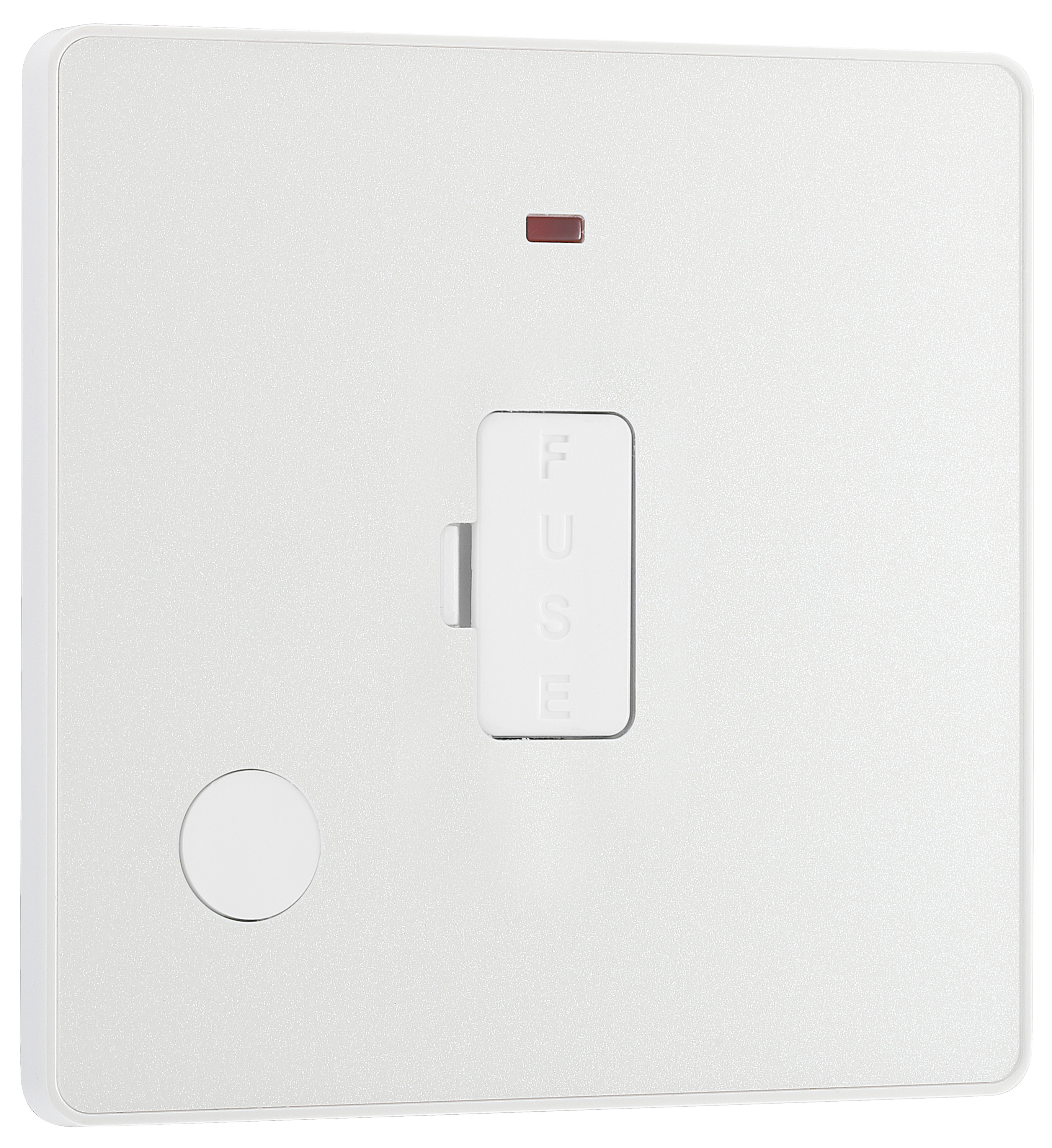 Image of BG Evolve Pearlescent White Unswitched 13A Fused Connection Unit with Power Led Indicator & Flex Outlet