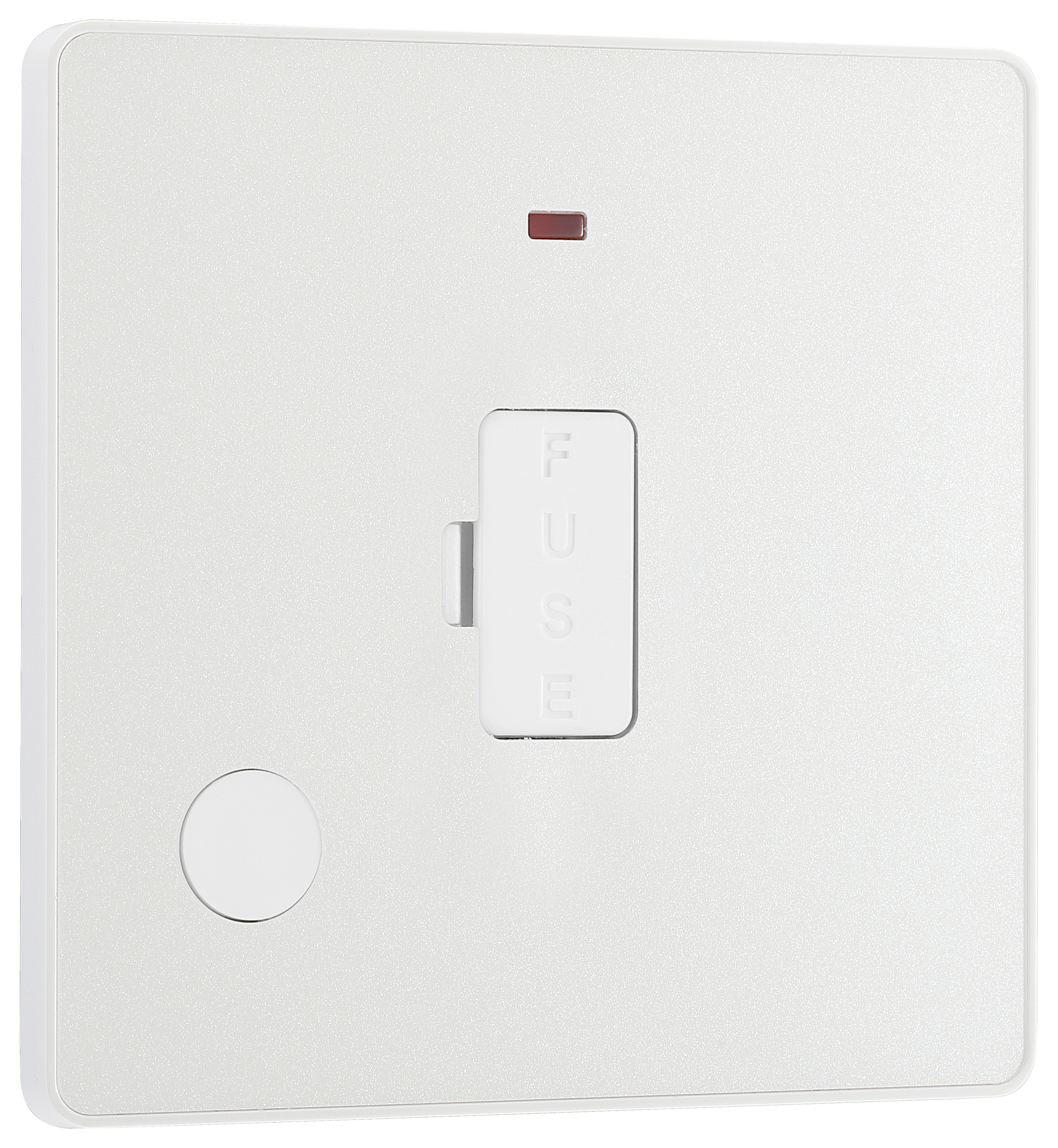 BG Evolve Pearlescent White Unswitched 13A Fused Connection Unit with Power Led Indicator & Flex Outlet