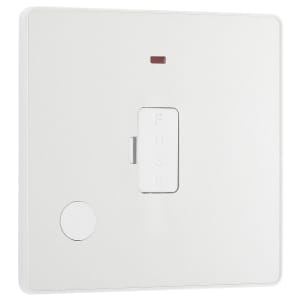 BG Evolve Pearlescent White Unswitched 13A Fused Connection Unit with Power Led Indicator & Flex Outlet