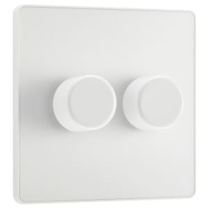 BG Evolve Pearlescent White 2 Way Trailing Edge Led Push On / Off Led Double Dimmer Switch - 200W