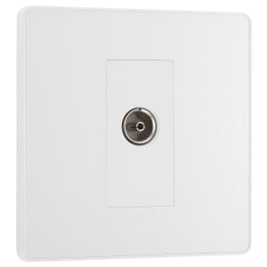 BG Evolve Pearlescent White Single Socket for Tv or Fm Co-Axial Aerial Connection