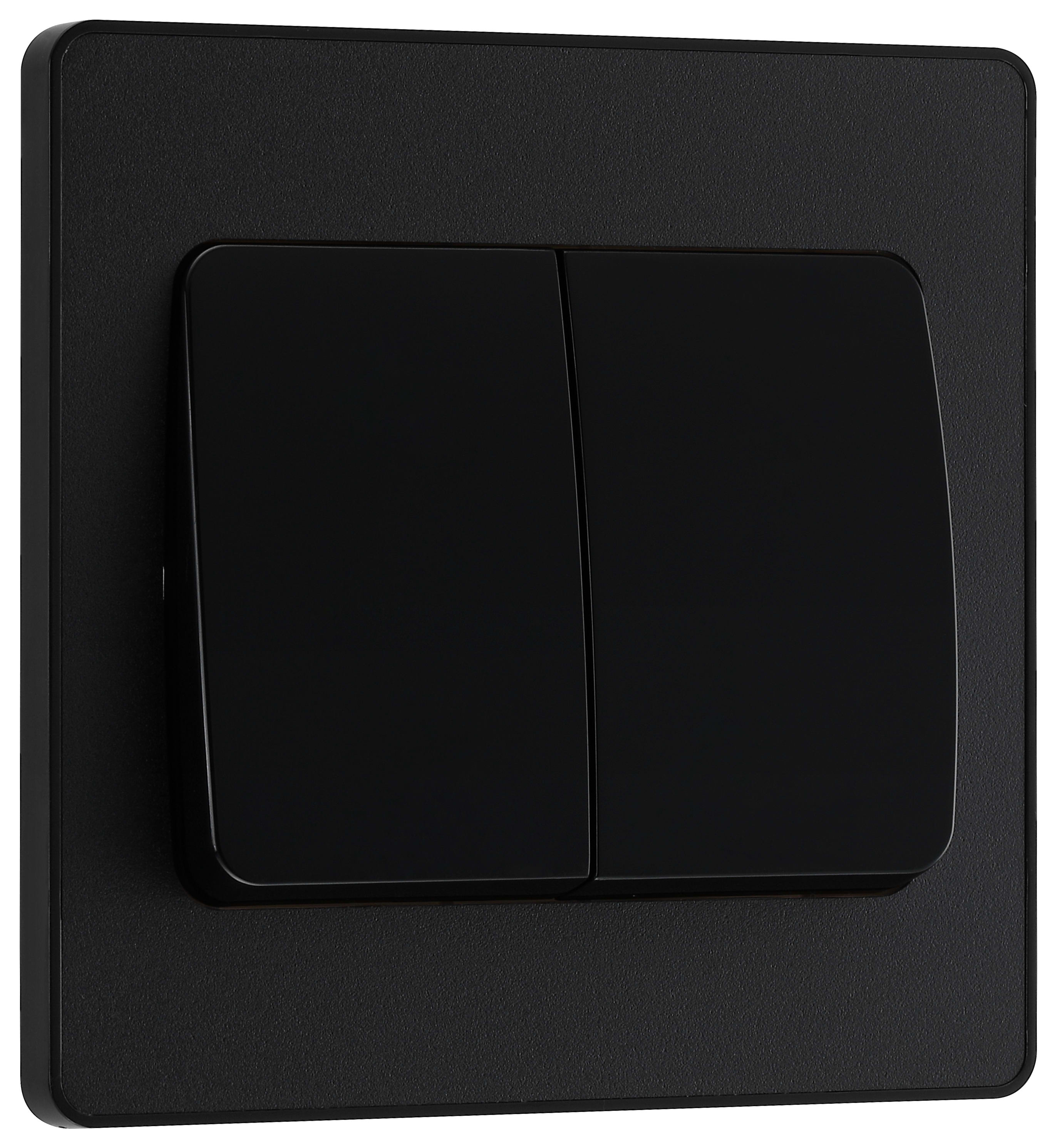 Image of BG Evolve Matt Black 20A 16Ax Wide Rocker Double Light Switch - 2 Way