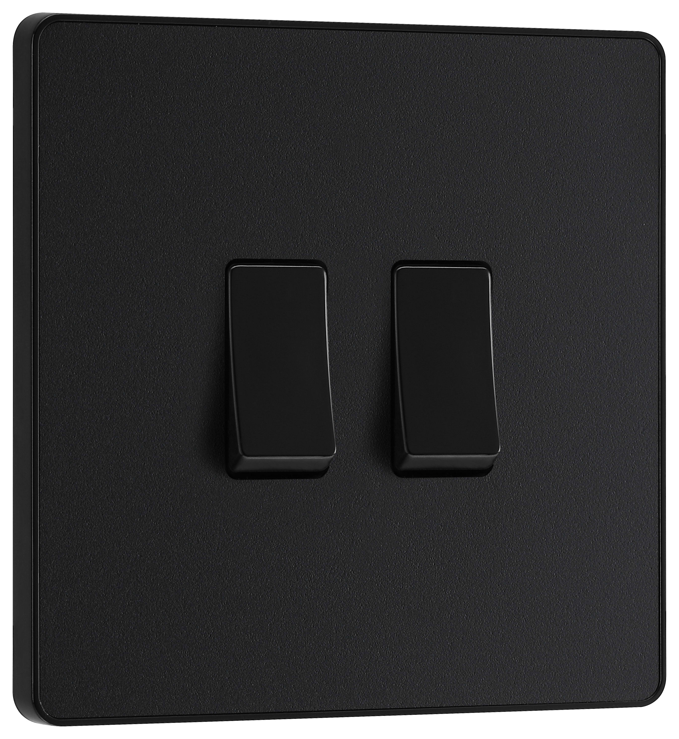 BG Evolve Matt Black 20A 16Ax Double Light Switch - 2 Way