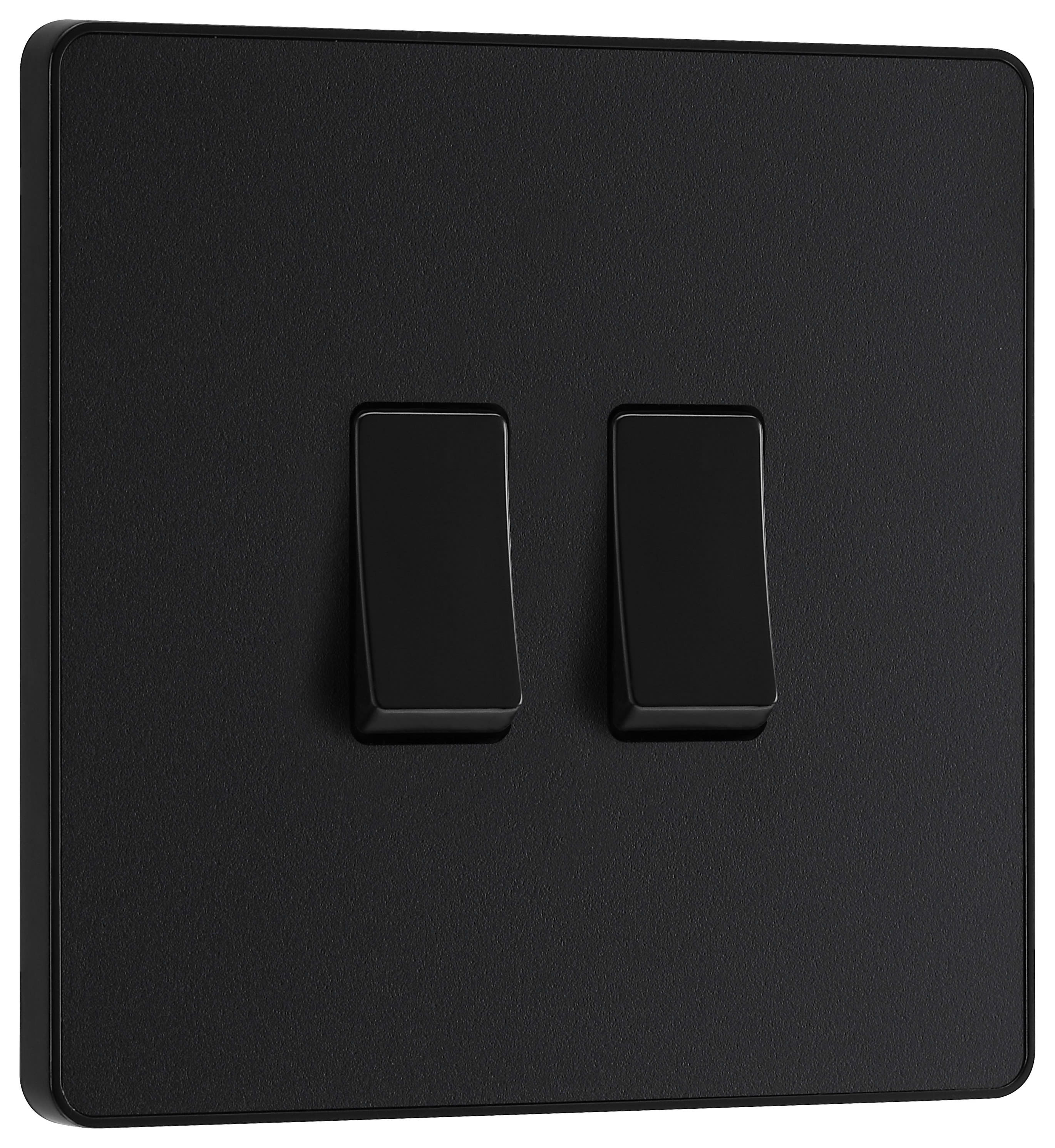 BG Evolve Matt Black 20A 16Ax Double Light Switch 2 Way Wickes.co.uk