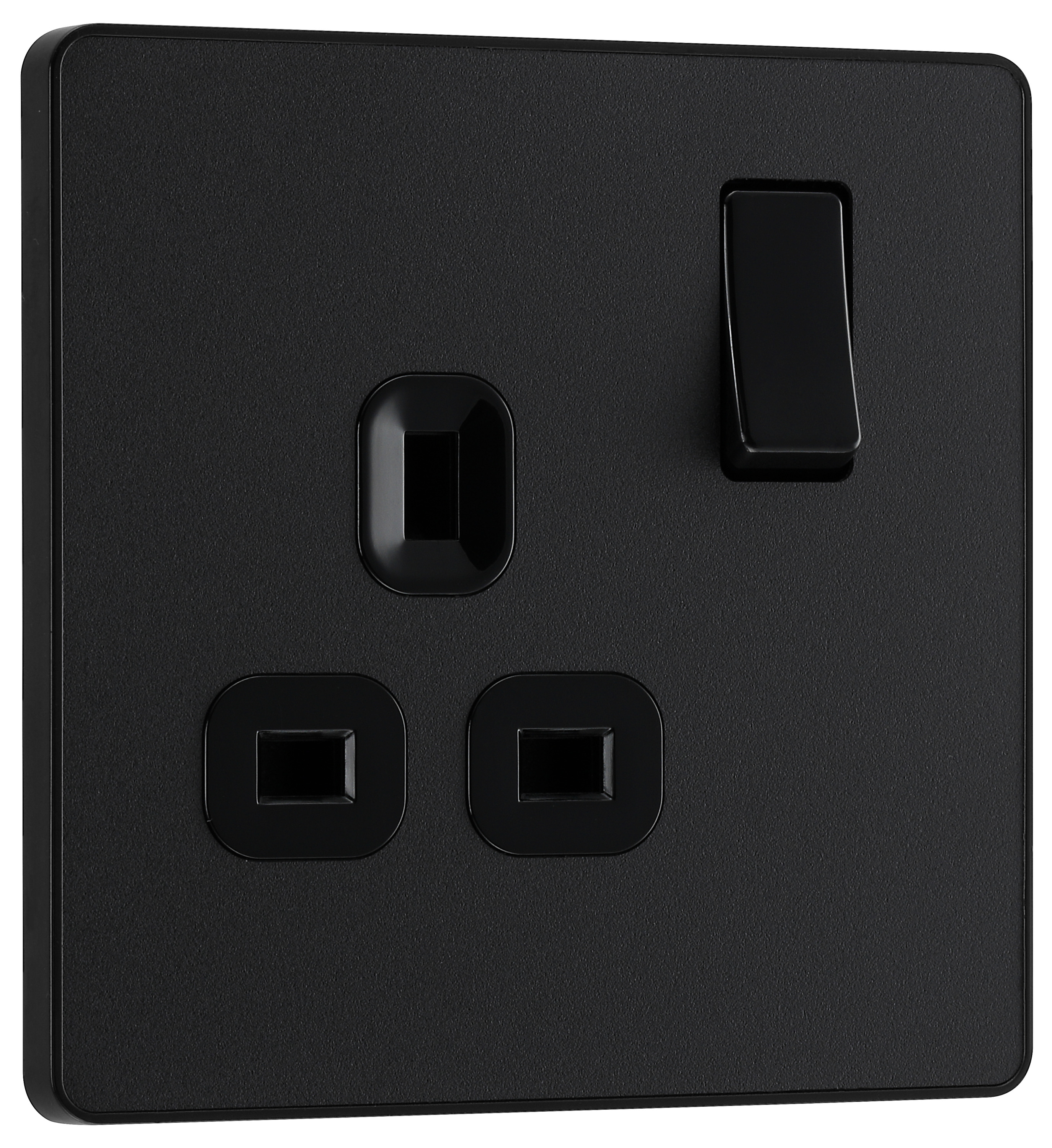 BG Evolve Matt Black 13A Single Switched Power Socket