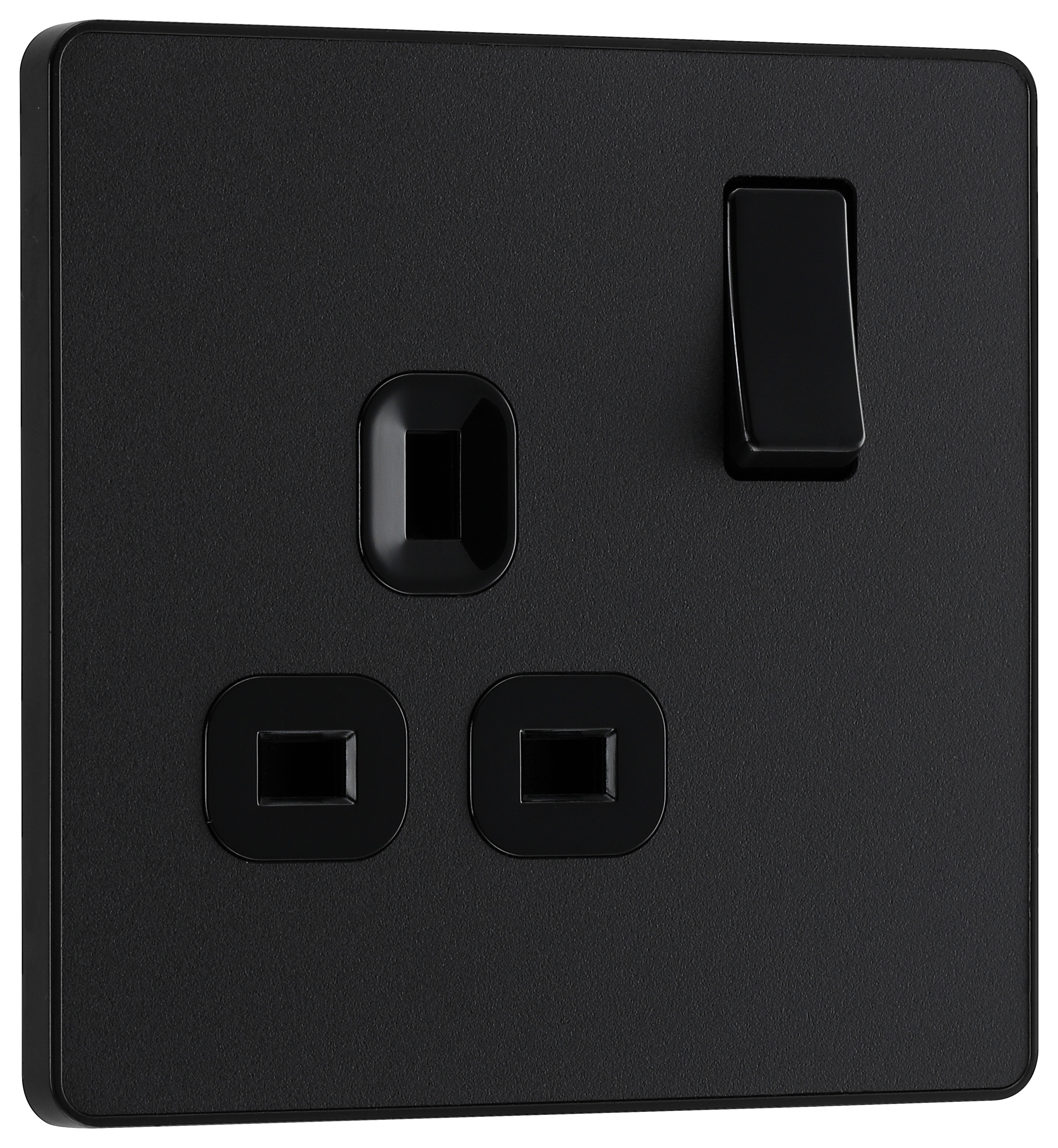 BG Evolve Matt Black 13A Single Switched Power Socket