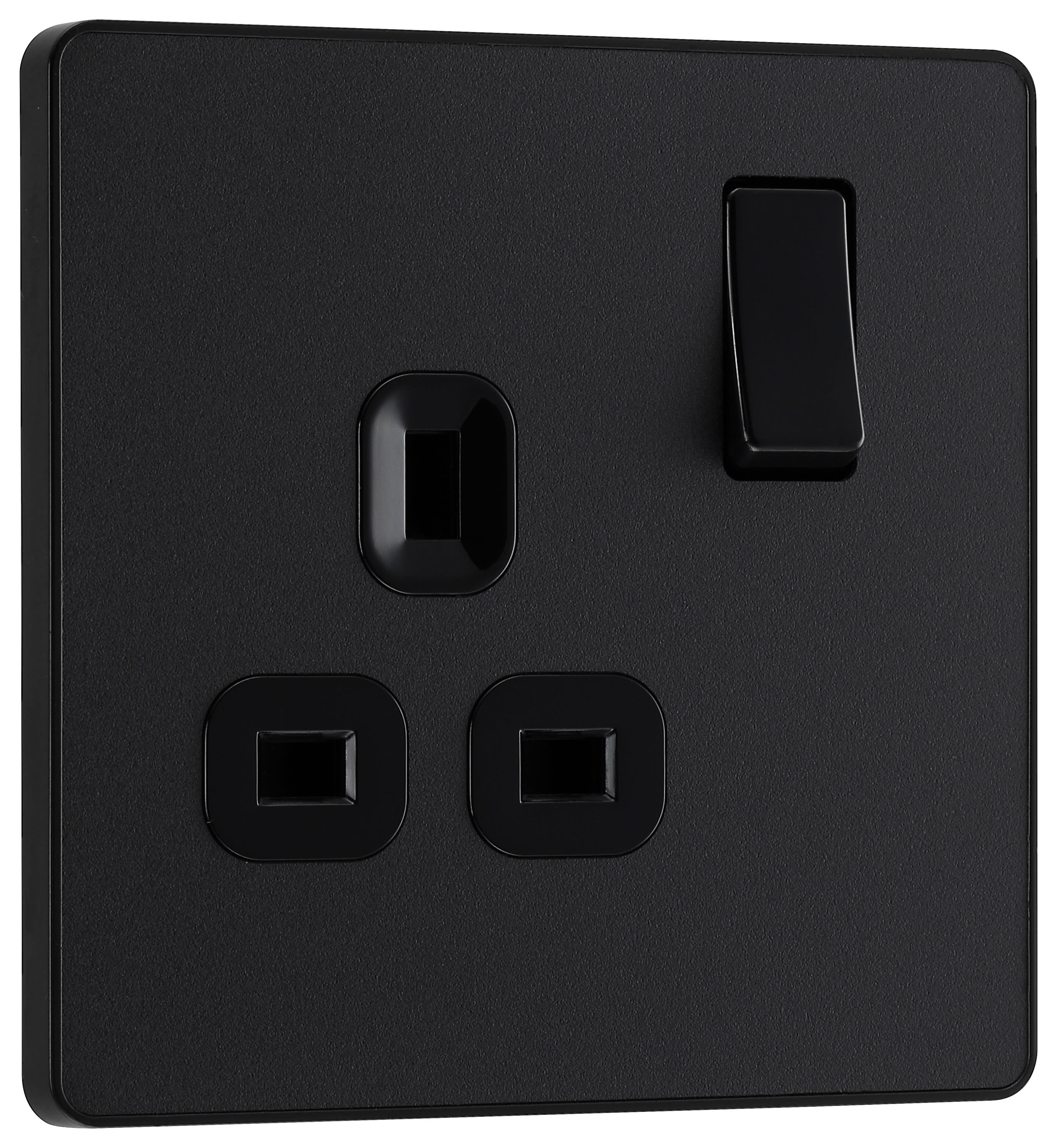 BG Evolve Matt Black 13A Single Switched Power Socket Wickes.co.uk