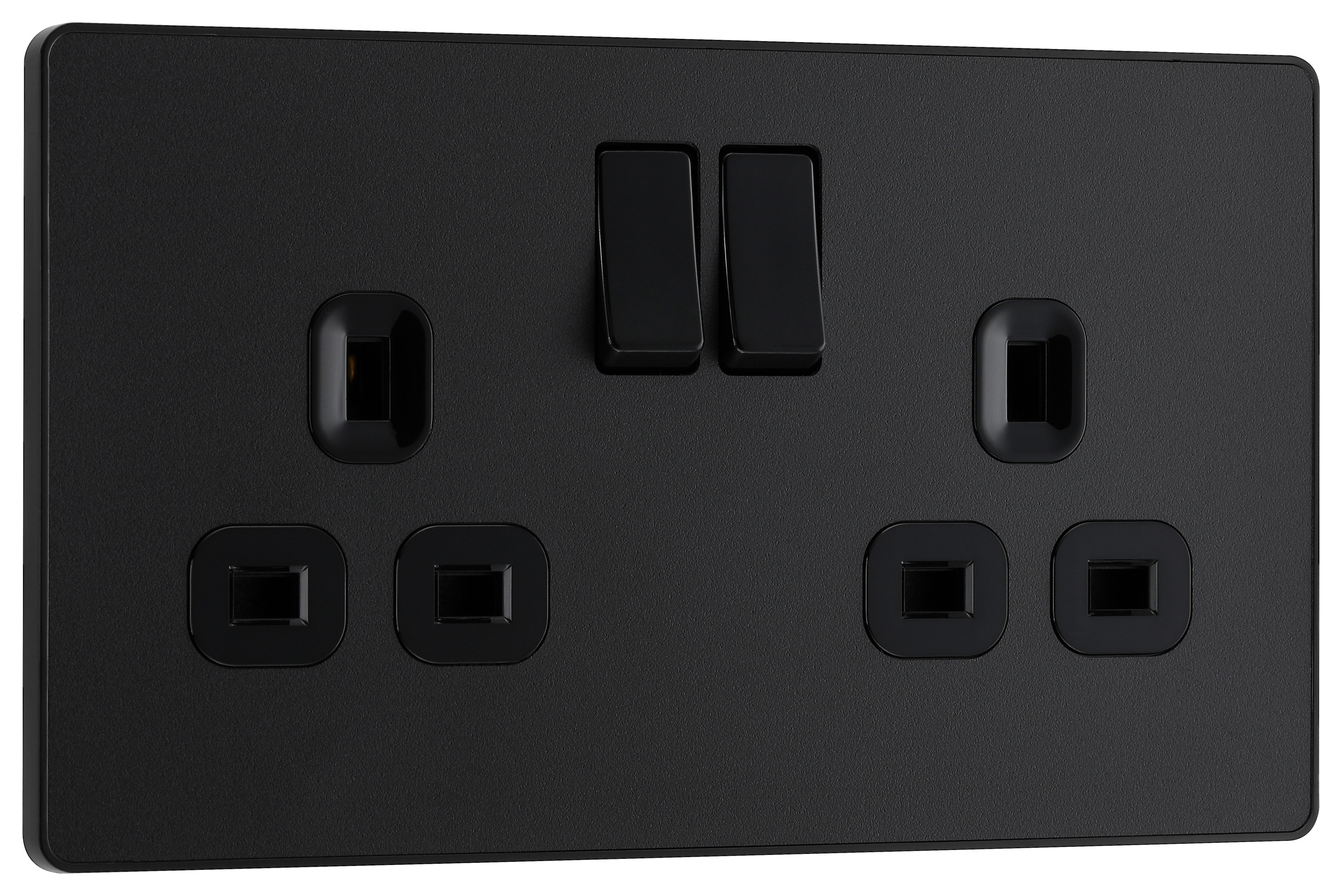 BG Evolve 13A Double Switched Power Socket - Matt Black