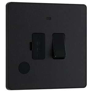 BG Evolve Matt Black 13A Switched Fused Connection Unit with Power Led Indicator & Flex Outlet