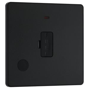 BG Evolve Matt Black 13A Unswitched Fused Connection Unit with Power Led Indicator & Flex Outlet
