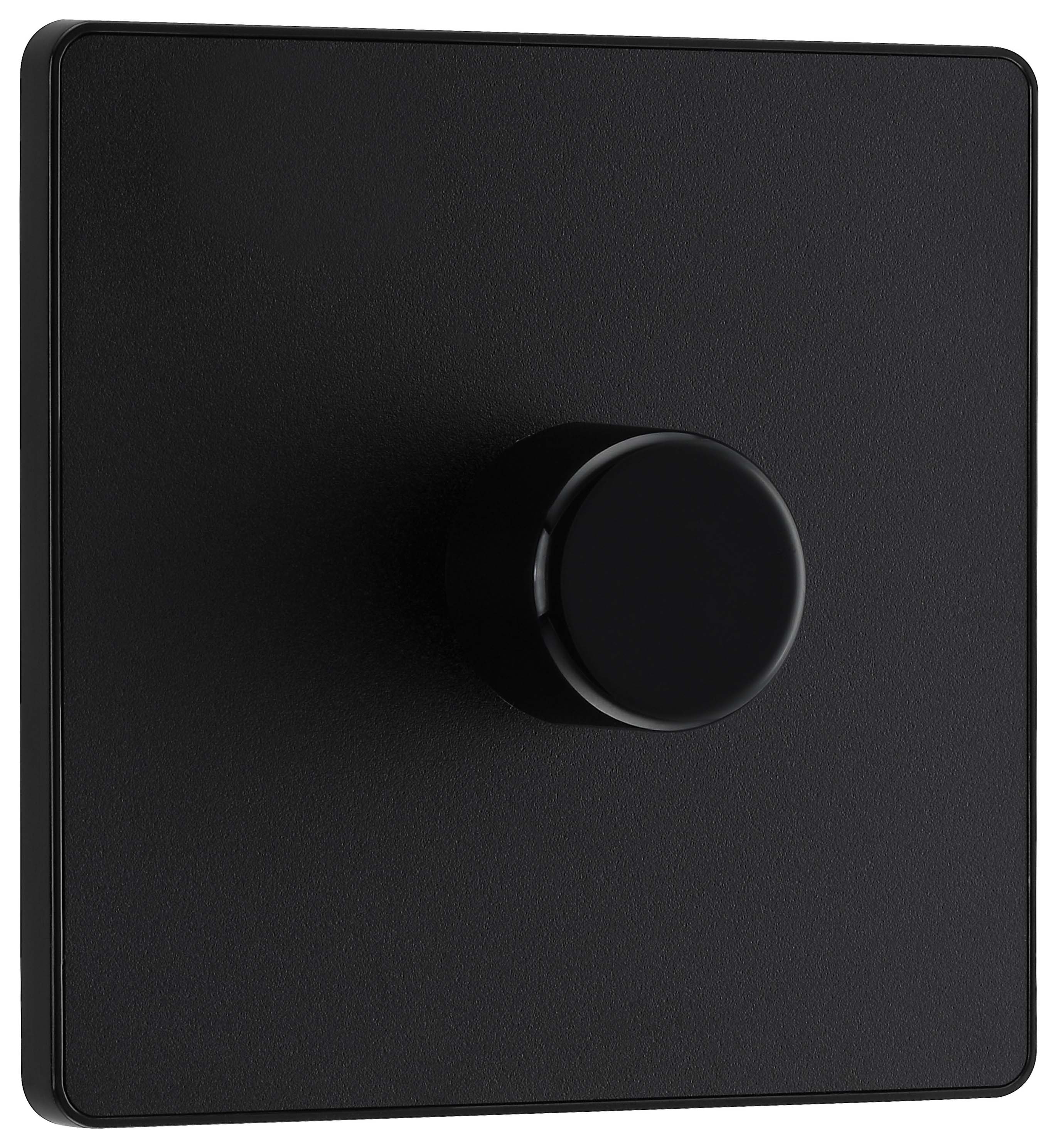 BG Evolve Matt Black 2 Way Trailing Edge Led Push On / Of  Single Dimmer Switch - 200W