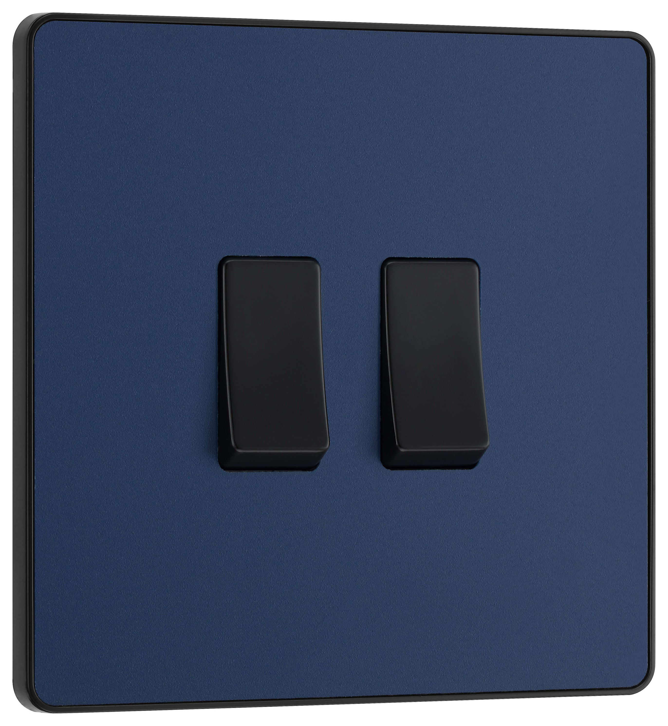 BG Evolve 2 Way 20A 16Ax Double Light Switch - Matt Blue