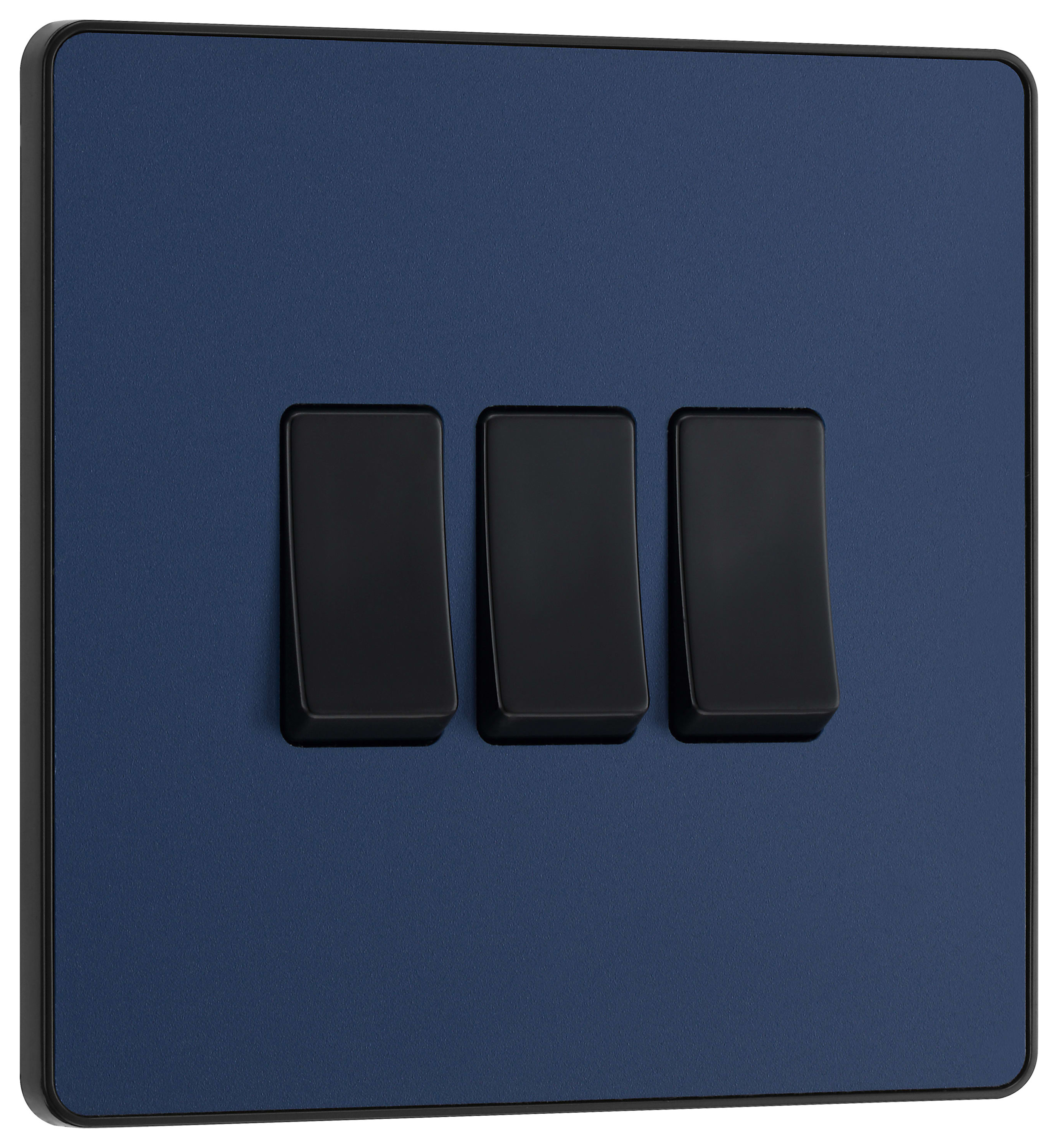 BG Evolve Matt Blue 20A 16Ax Triple Light Switch - 2 Way