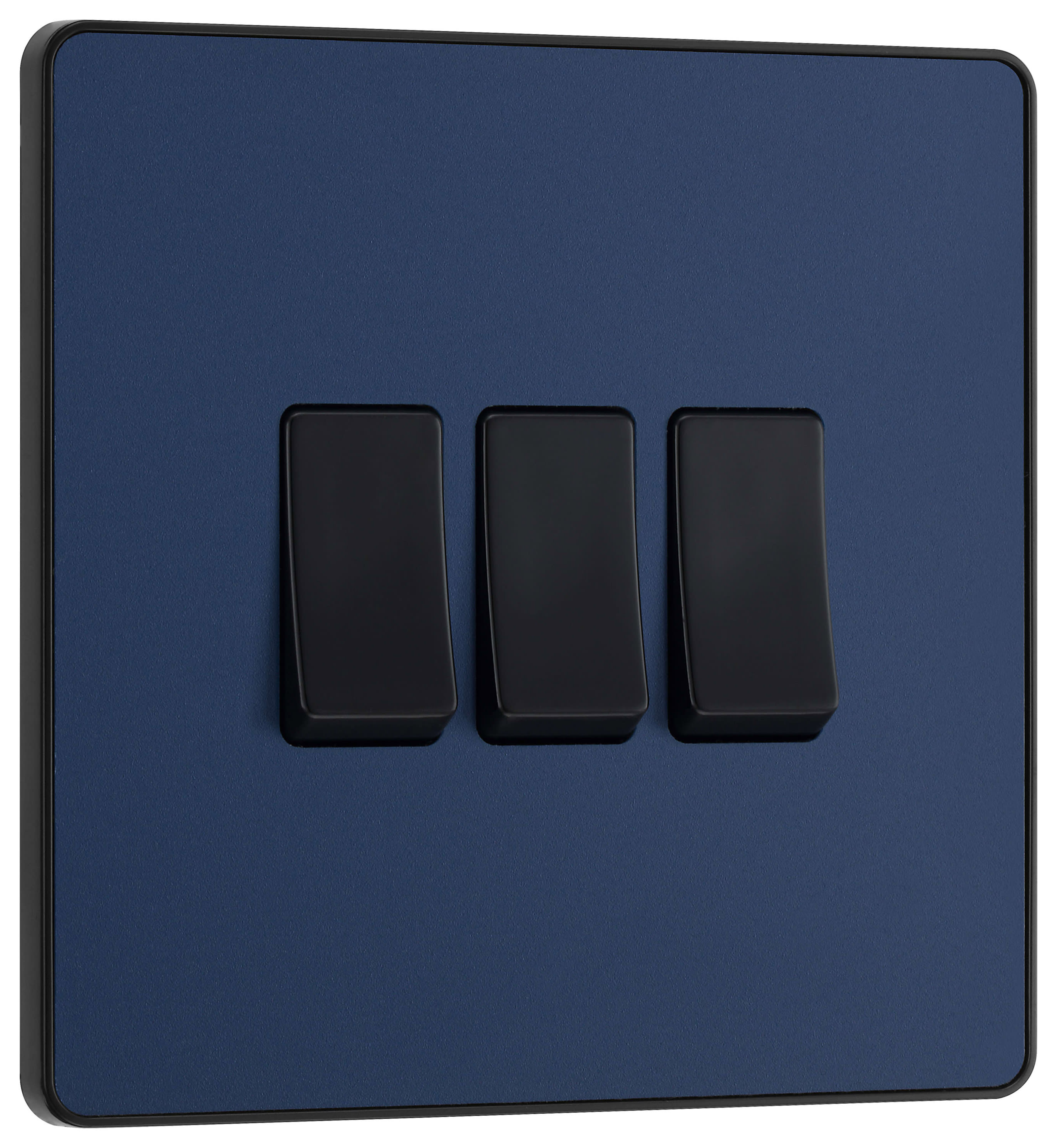 BG Evolve Matt Blue 20A 16Ax Triple Light Switch 2 Way Wickes.co.uk