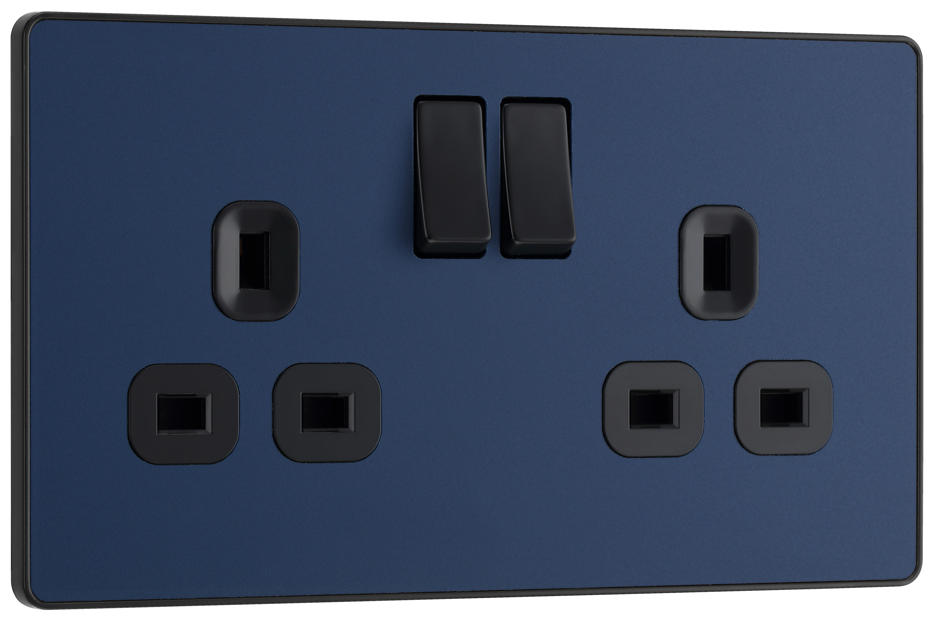 BG Evolve Matt Blue 13A Double Switched Power Socket