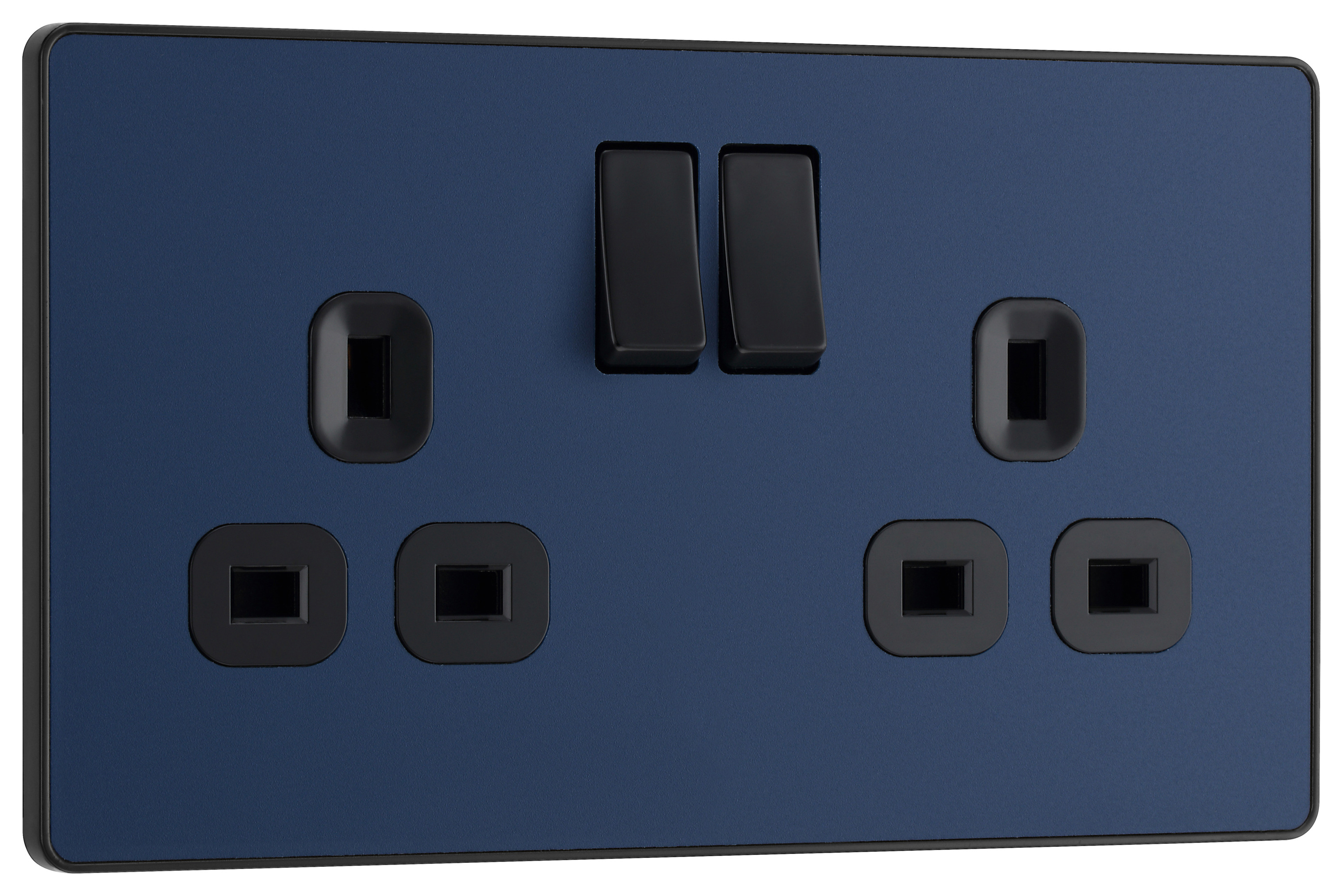 BG Evolve 13A Double Switched Power Socket - Matt Blue