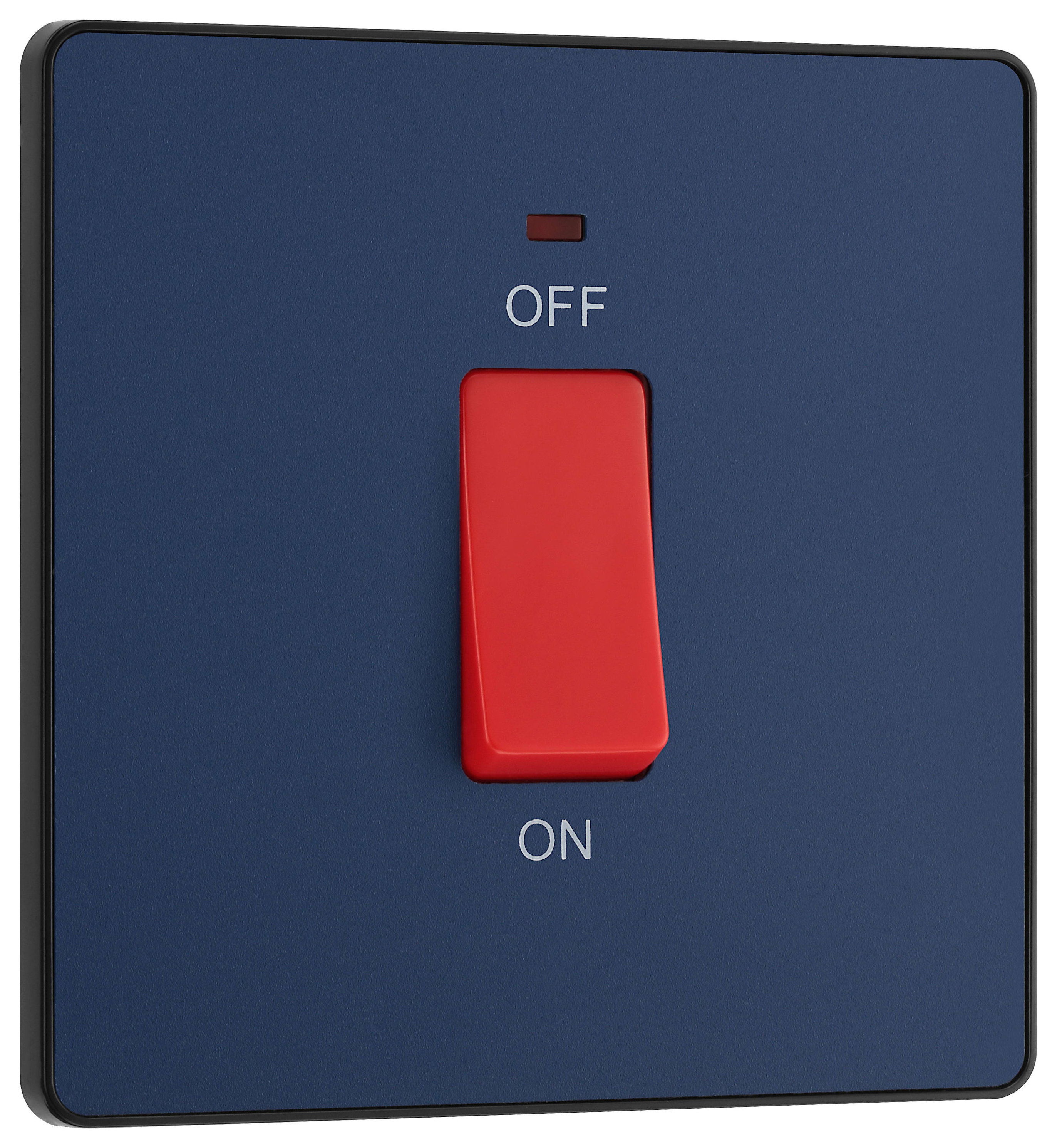 Image of BG Evolve Matt Blue 45A Square Double Pole Switch with Led Power Indicator